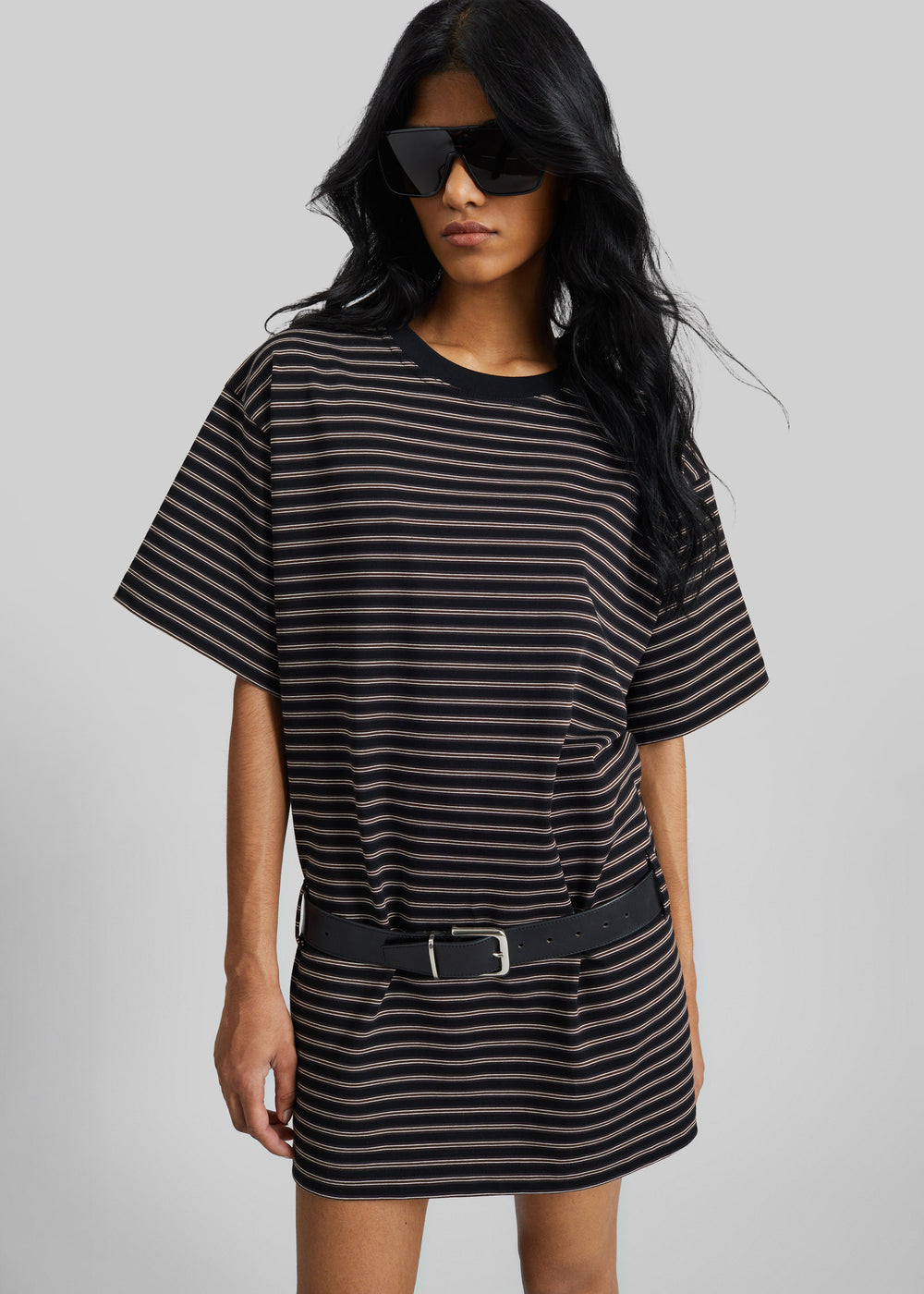 Hemse T-Shirt Dress - Black Multi Stripe - 1