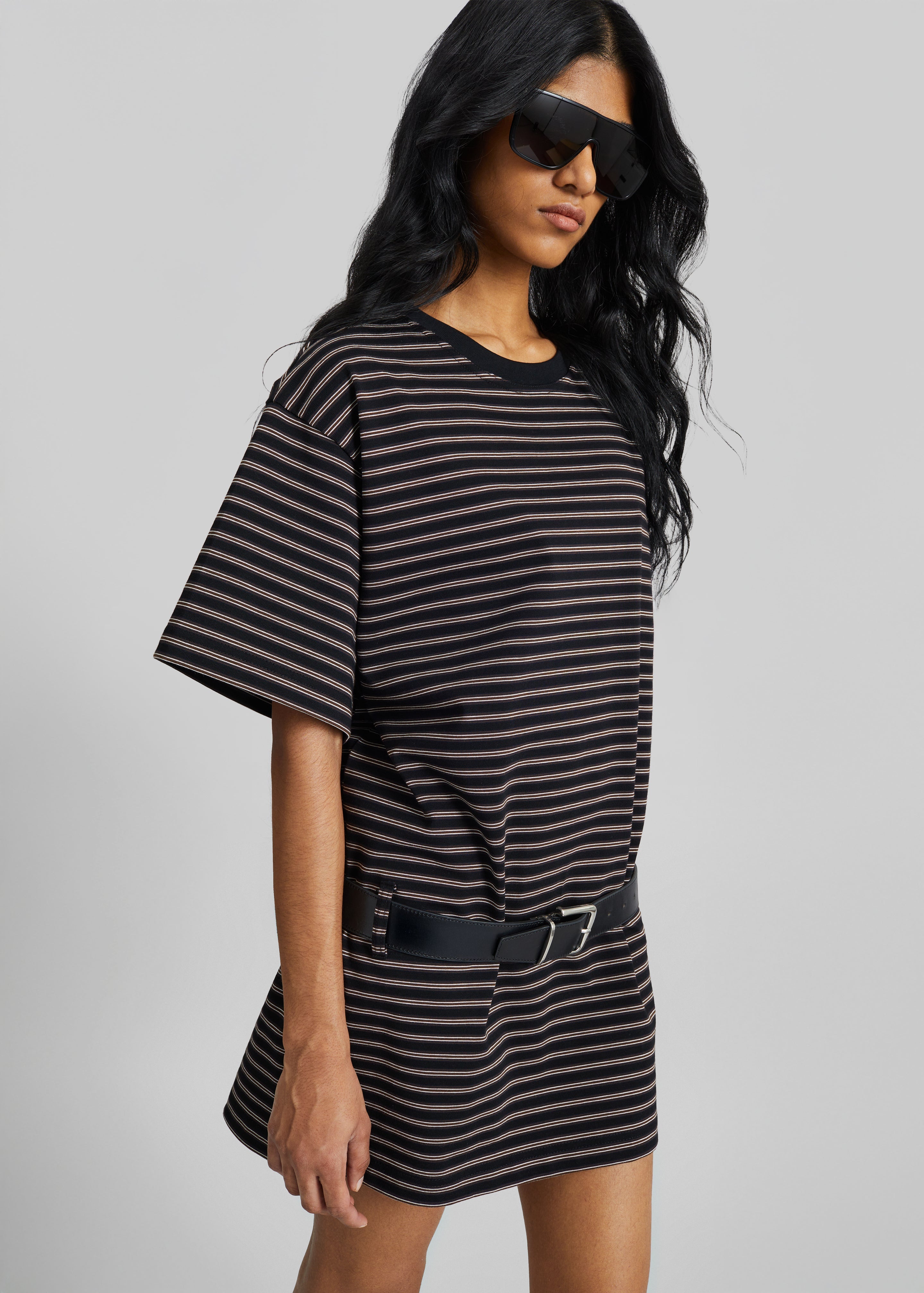 Hemse T-Shirt Dress - Black Multi Stripe - 4