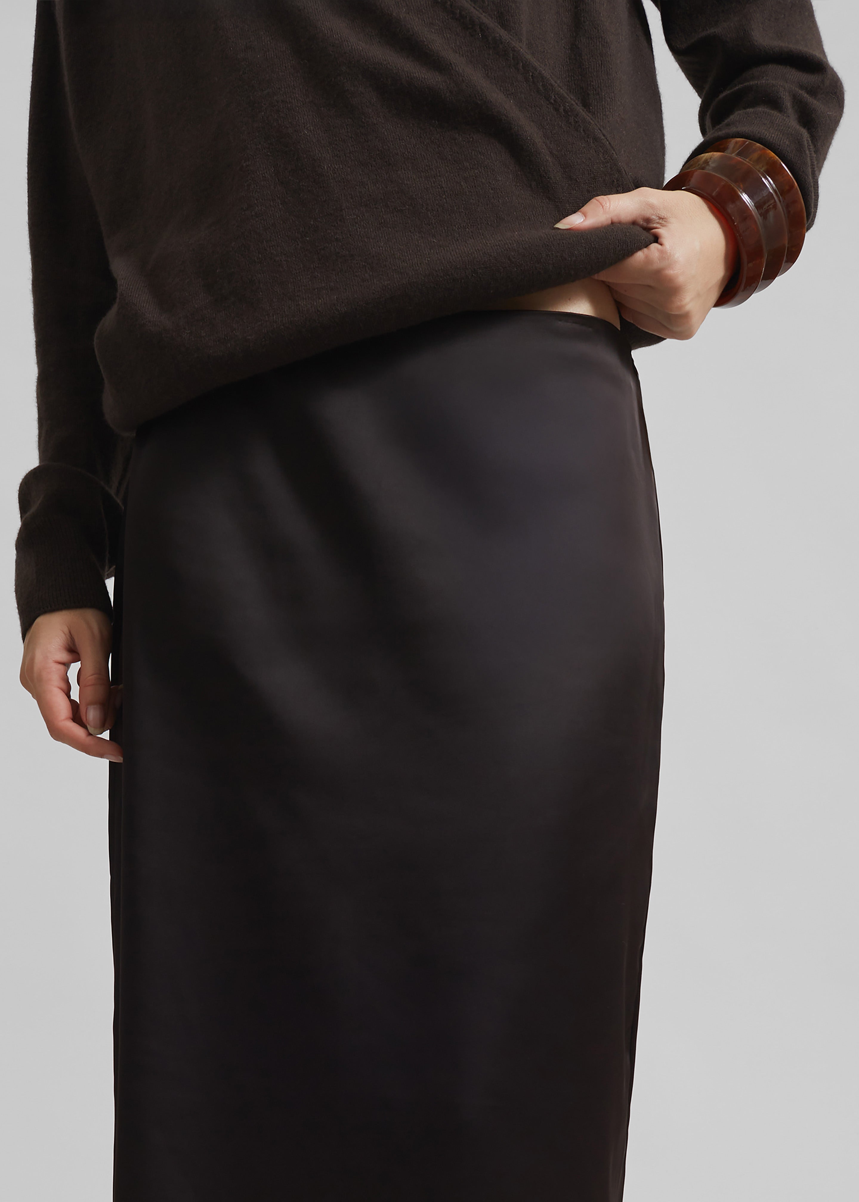 ★SCULPTOR★ Braid Detail Satin Skirt Brown SC24A418BR DRIES VAN NOTEN Belted satin-twill maxi skirt | NET-A-PORTER
