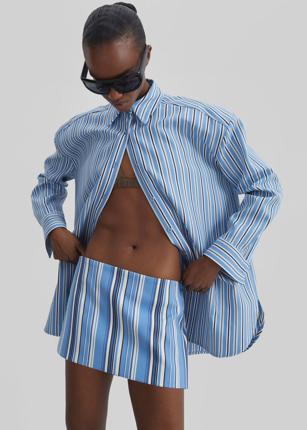 Hera Mini Skirt - Blue Multi Stripe - 1