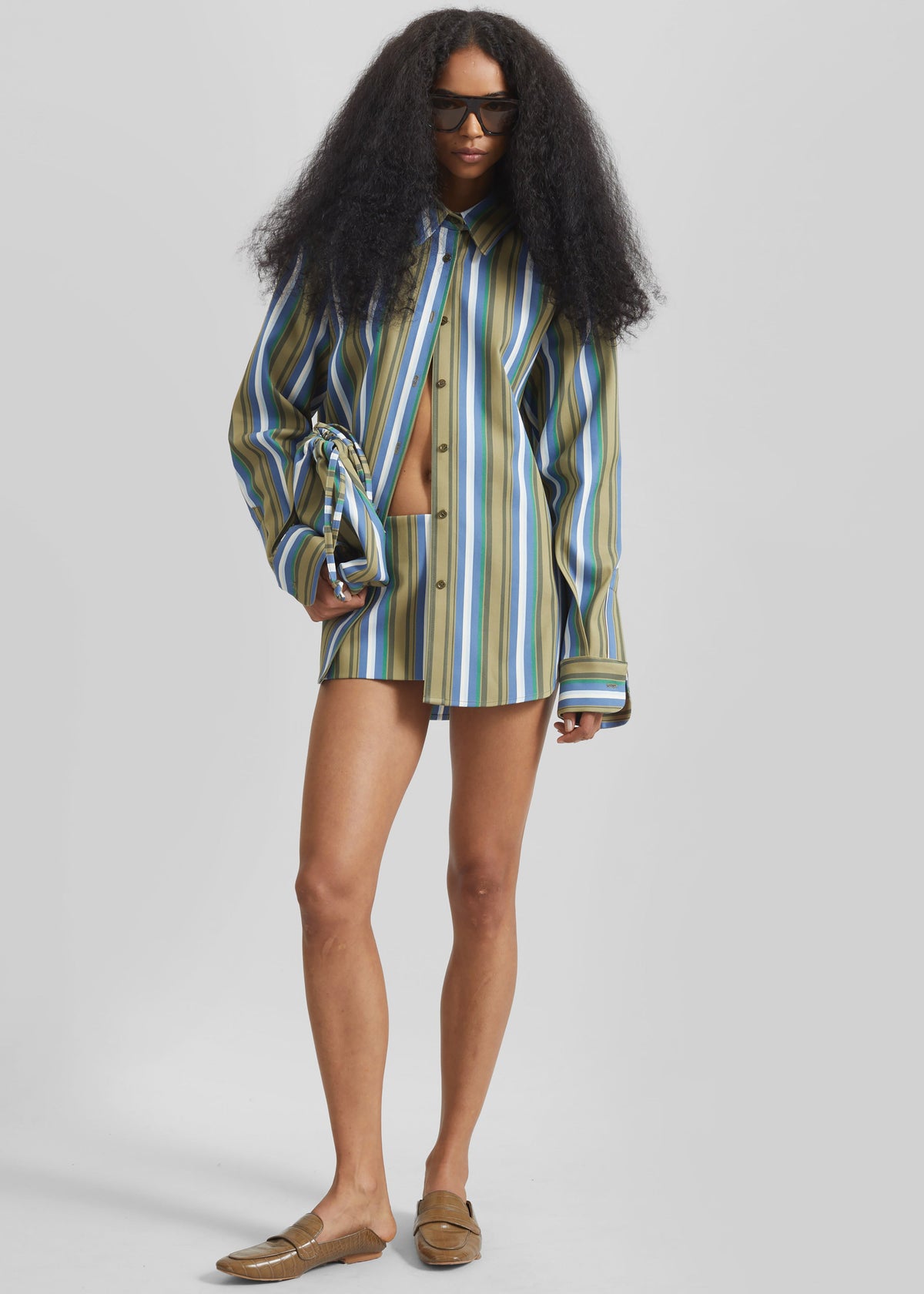 Hera Mini Skirt - Green Multi Stripe - 5