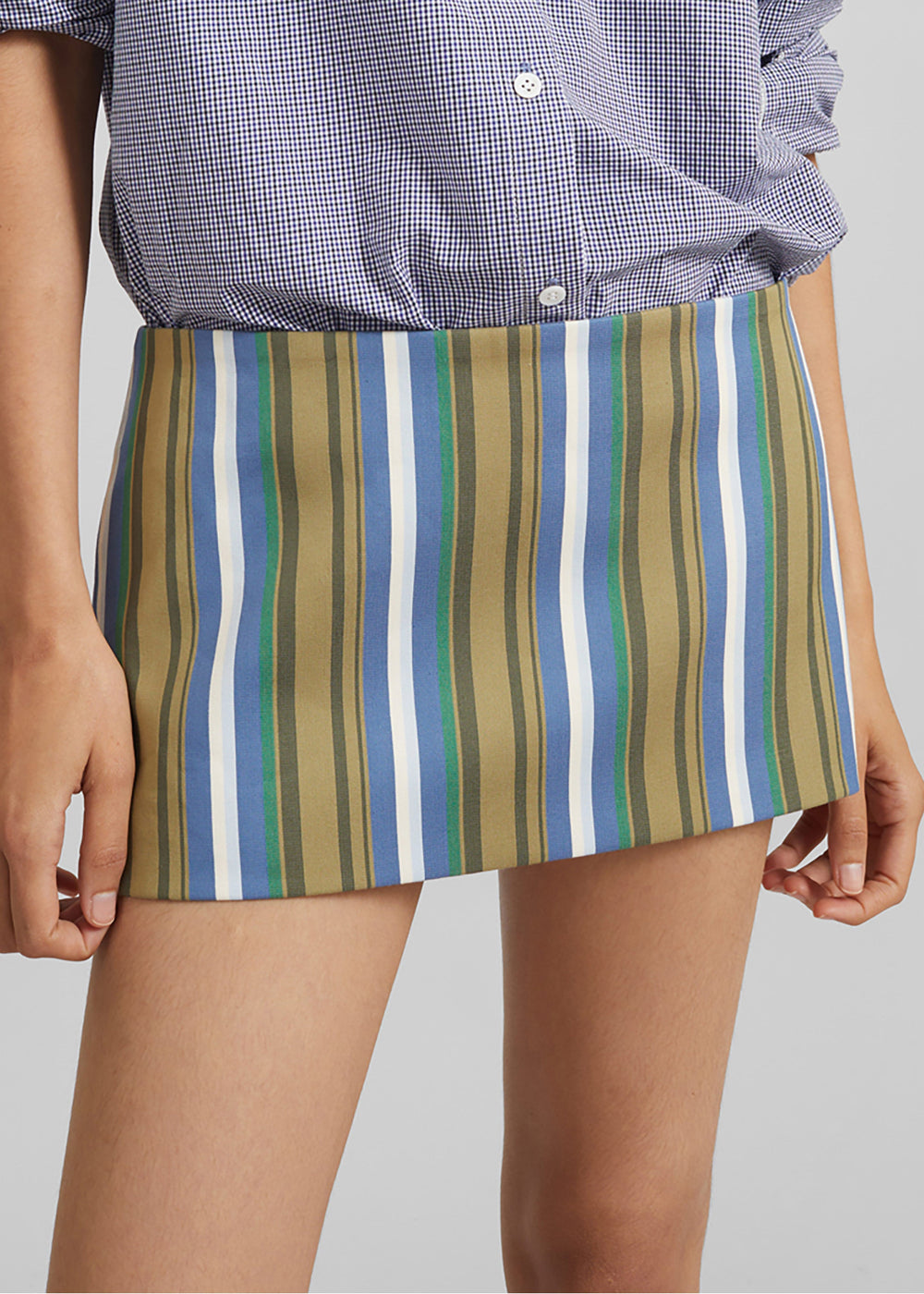 Hera Mini Skirt - Green Multi Stripe