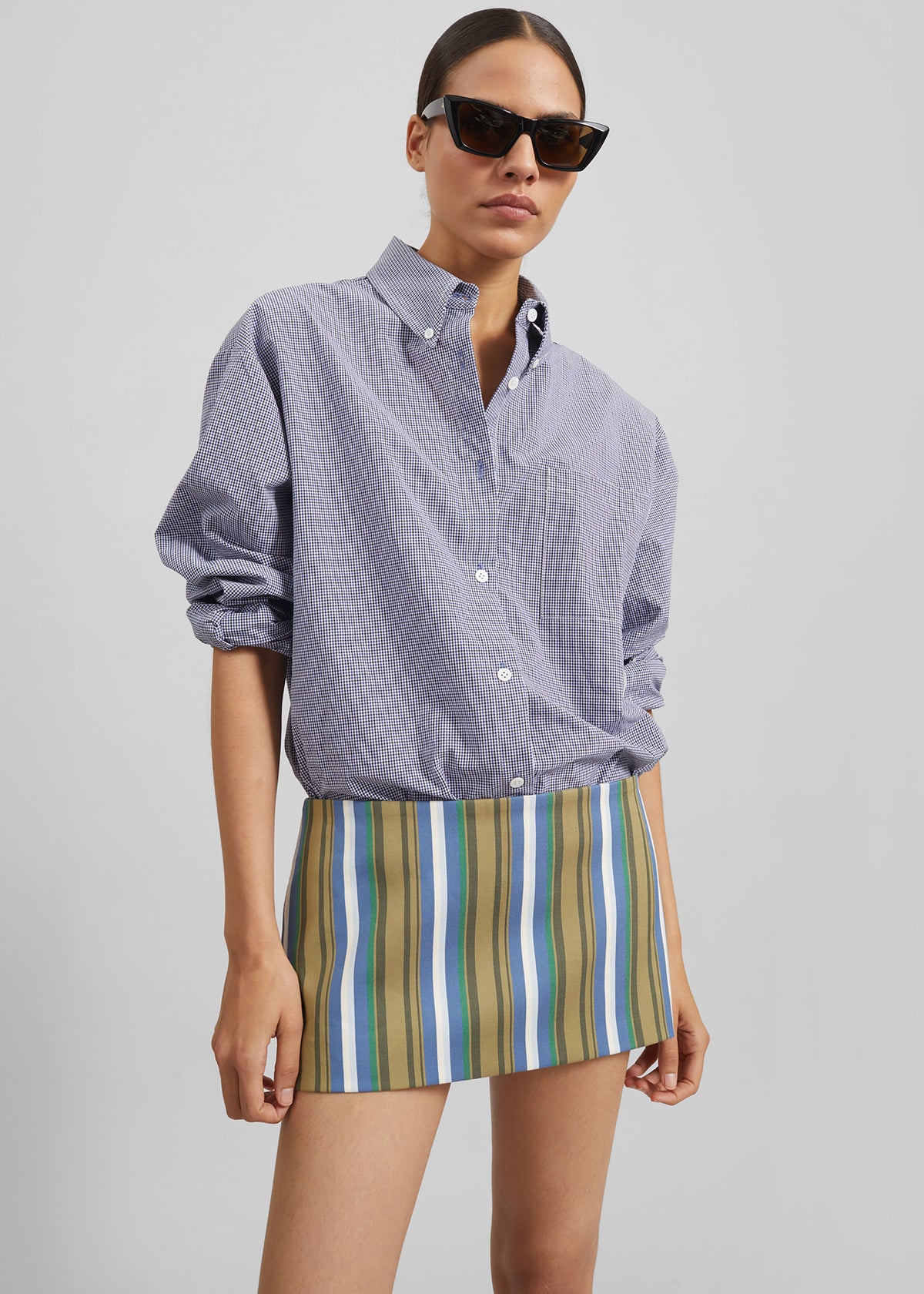Hera Mini Skirt - Green Multi Stripe - 1
