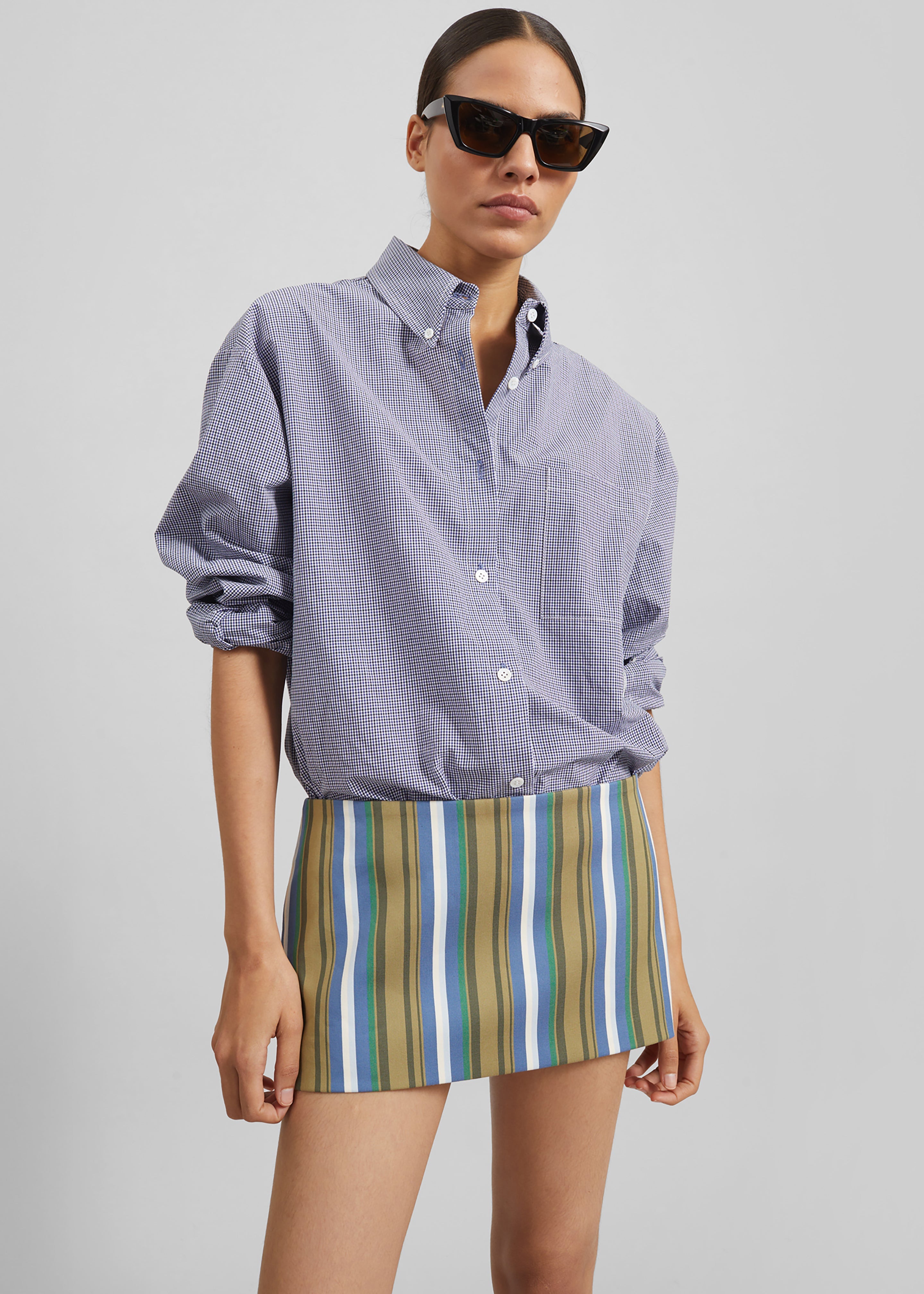 Hera Mini Skirt - Green Multi Stripe - 1