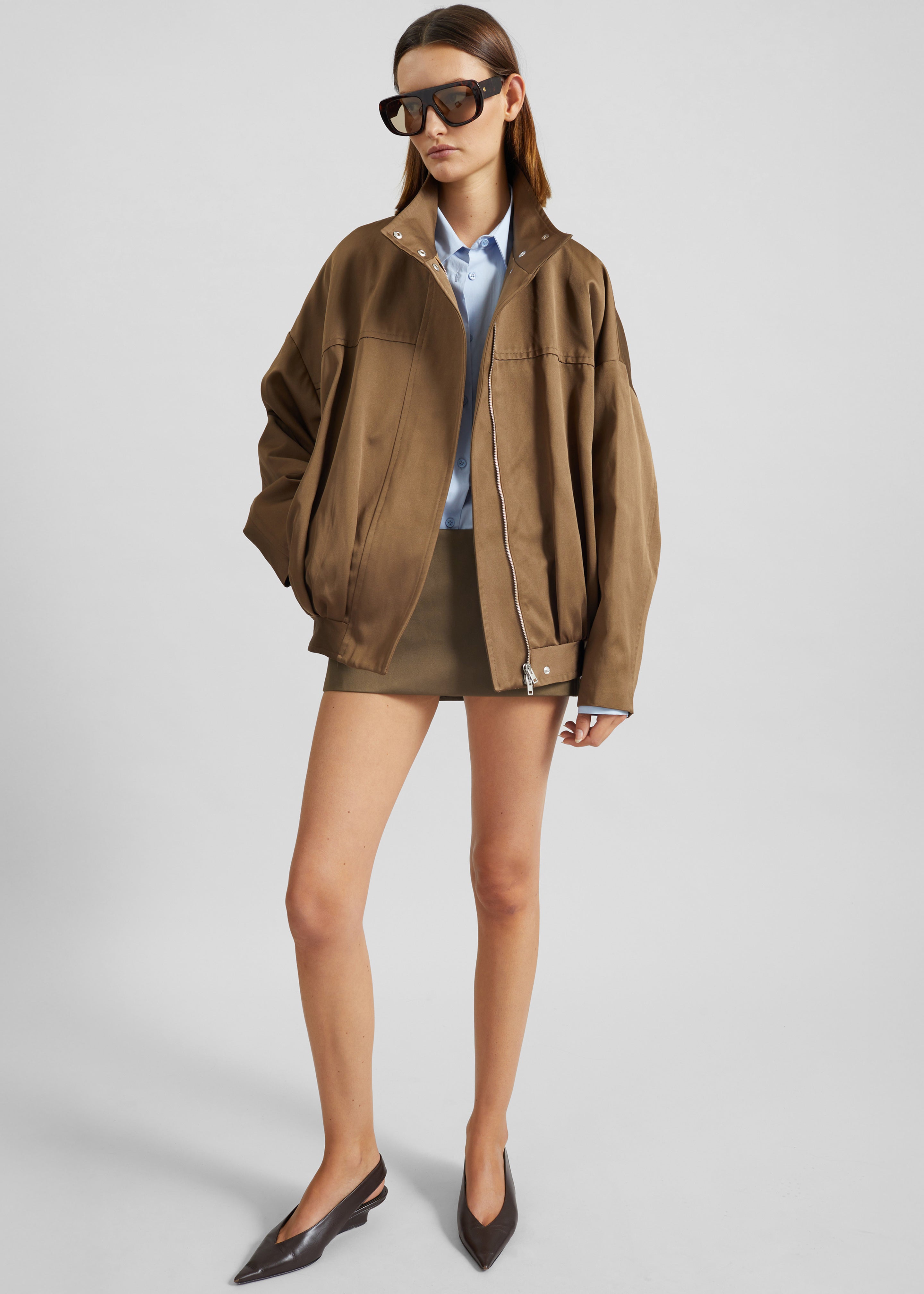 Hera Satin Mini Skirt - Brown - 8