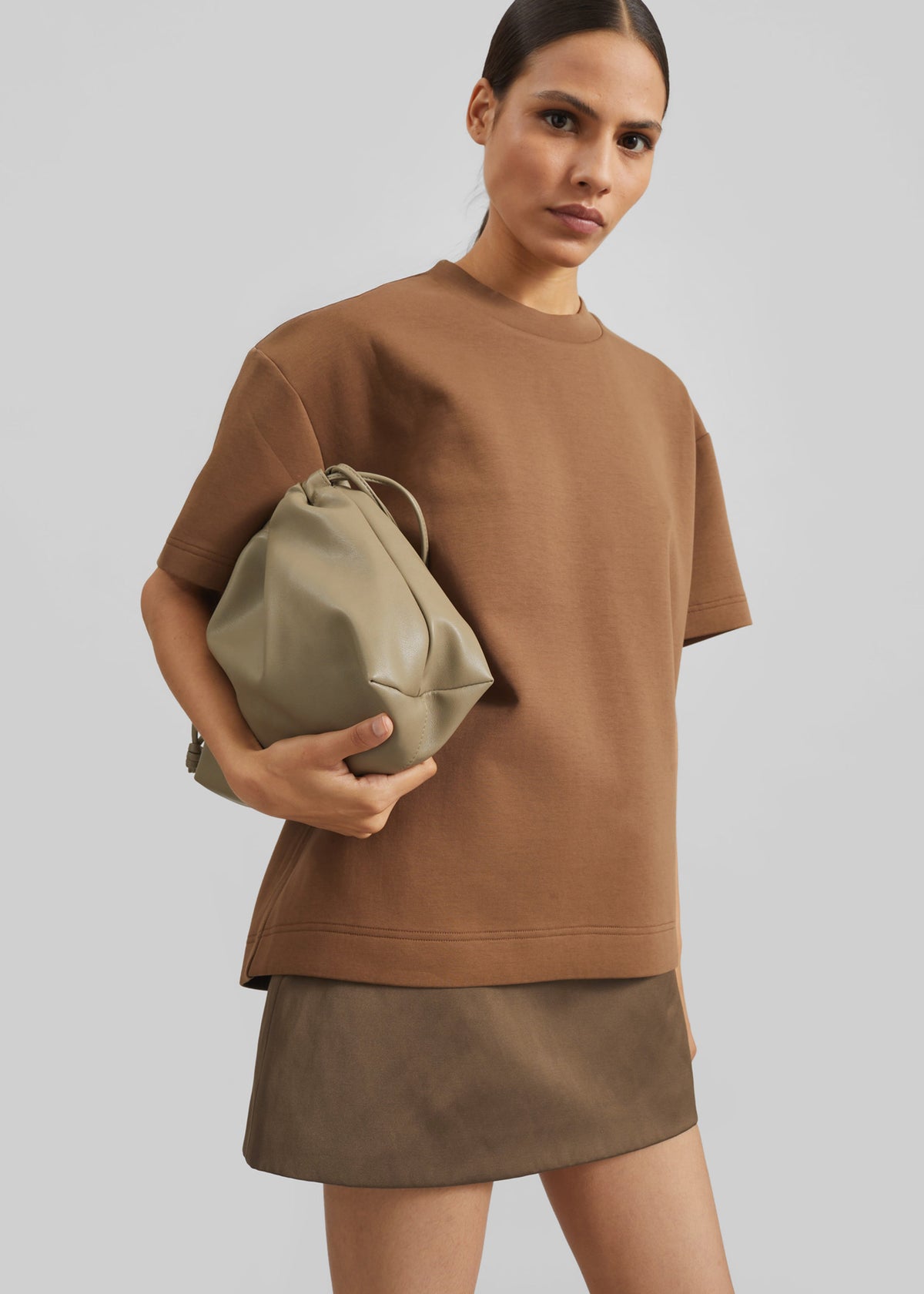 Hera Satin Mini Skirt - Brown - 7