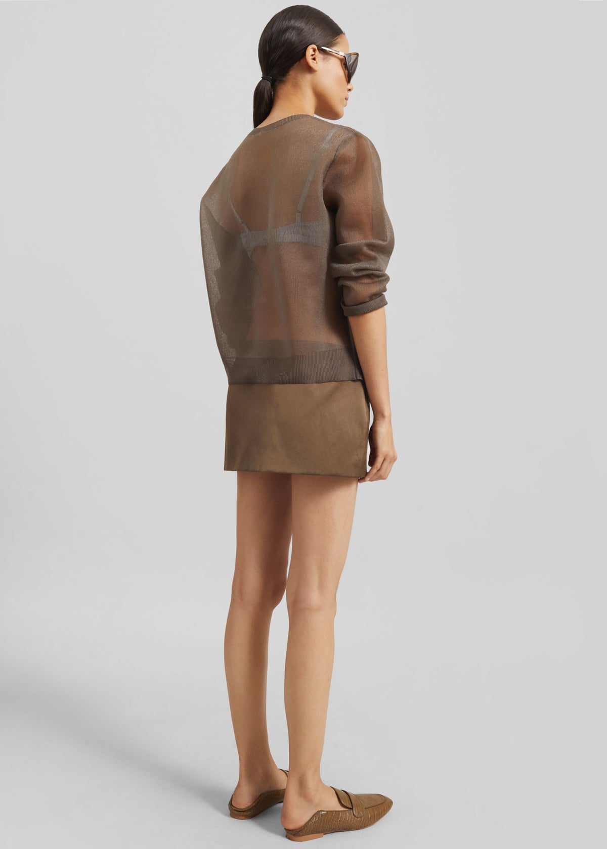 Hera Satin Mini Skirt - Brown - 10
