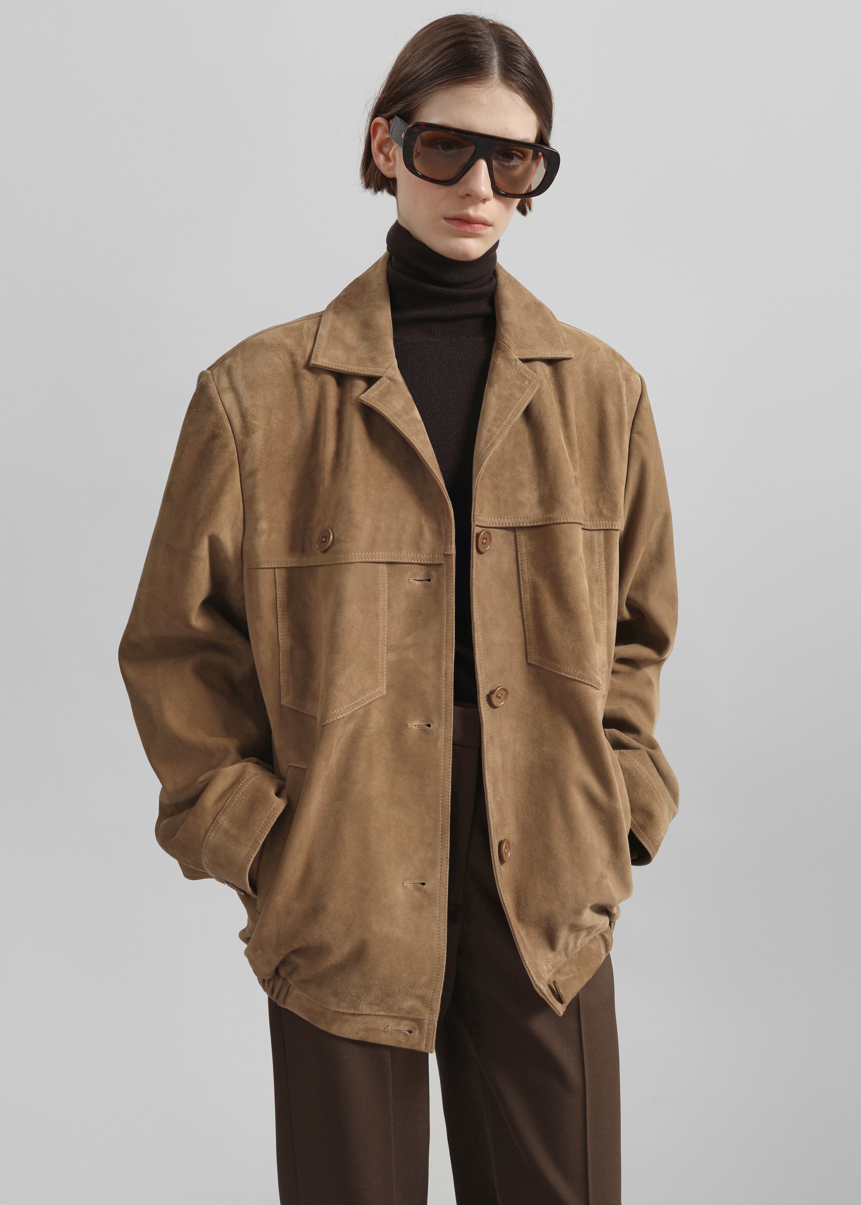Hester Faux Suede Jacket - Camel - 4