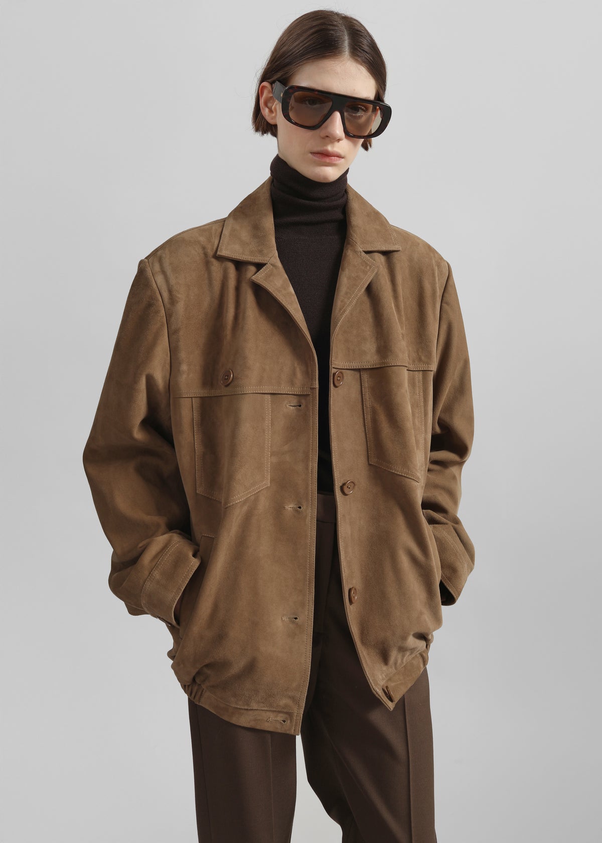 Hester Faux Suede Jacket - Camel - 4