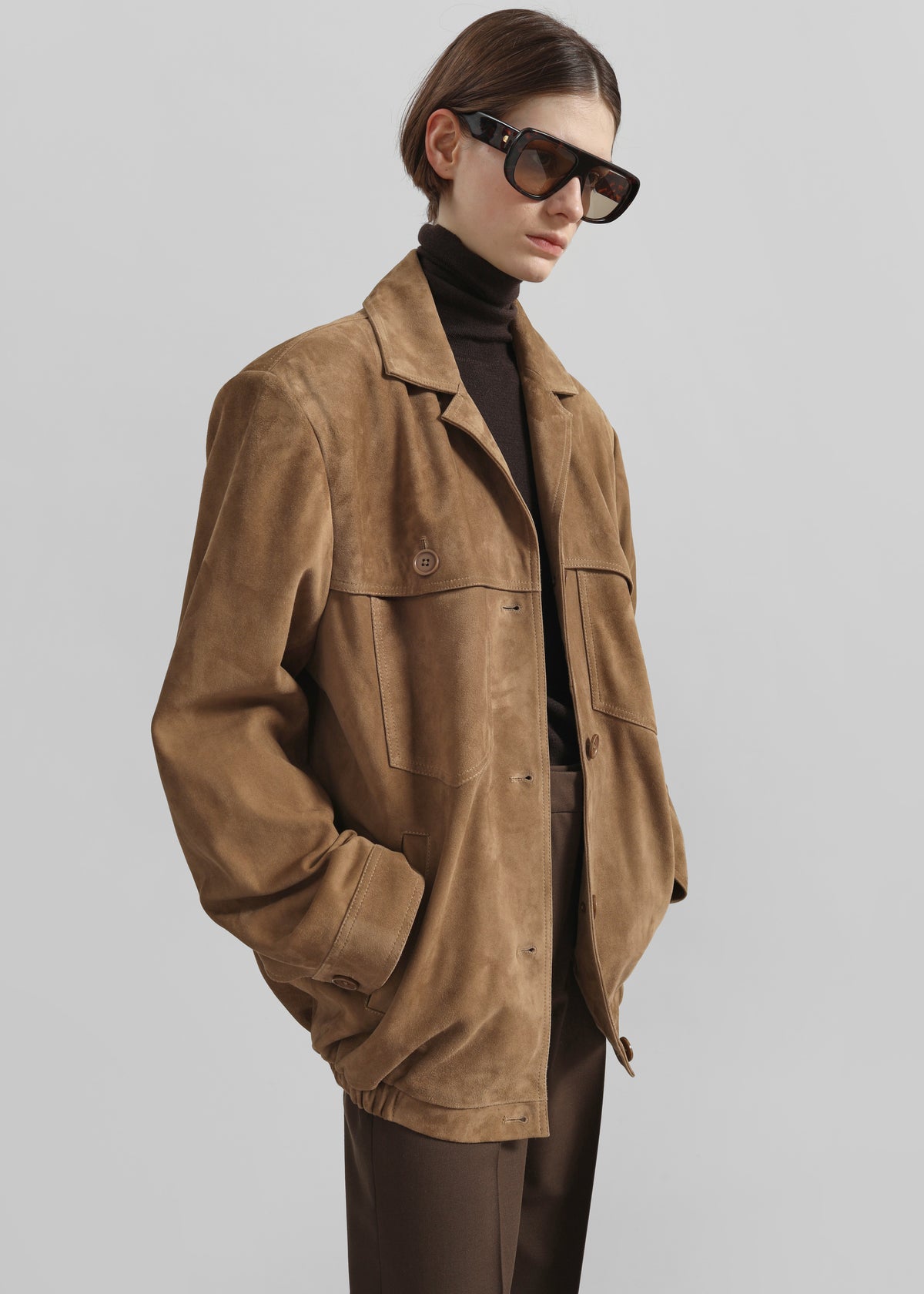 Hester Faux Suede Jacket - Camel - 1