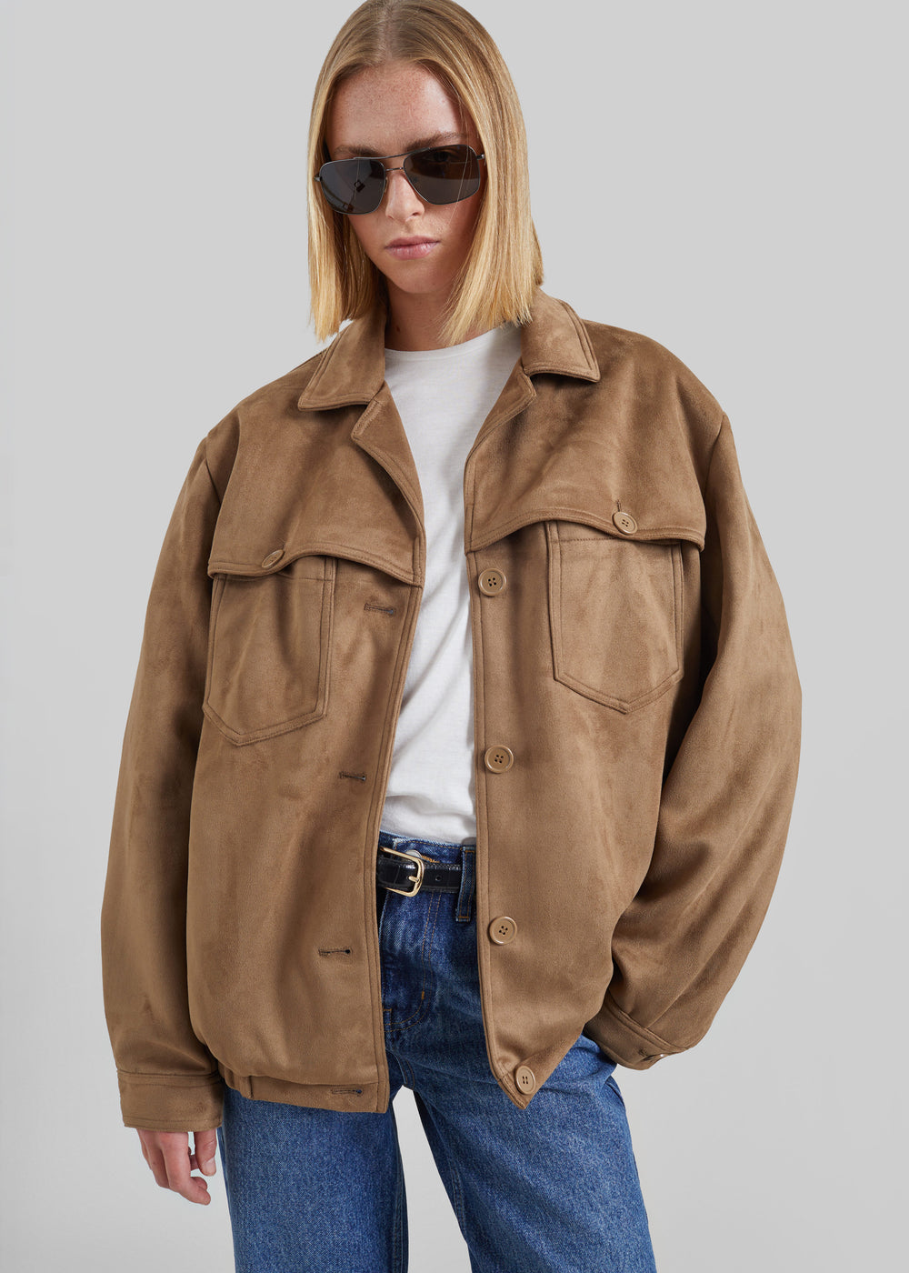 Hester Faux Suede Jacket - Camel - 1