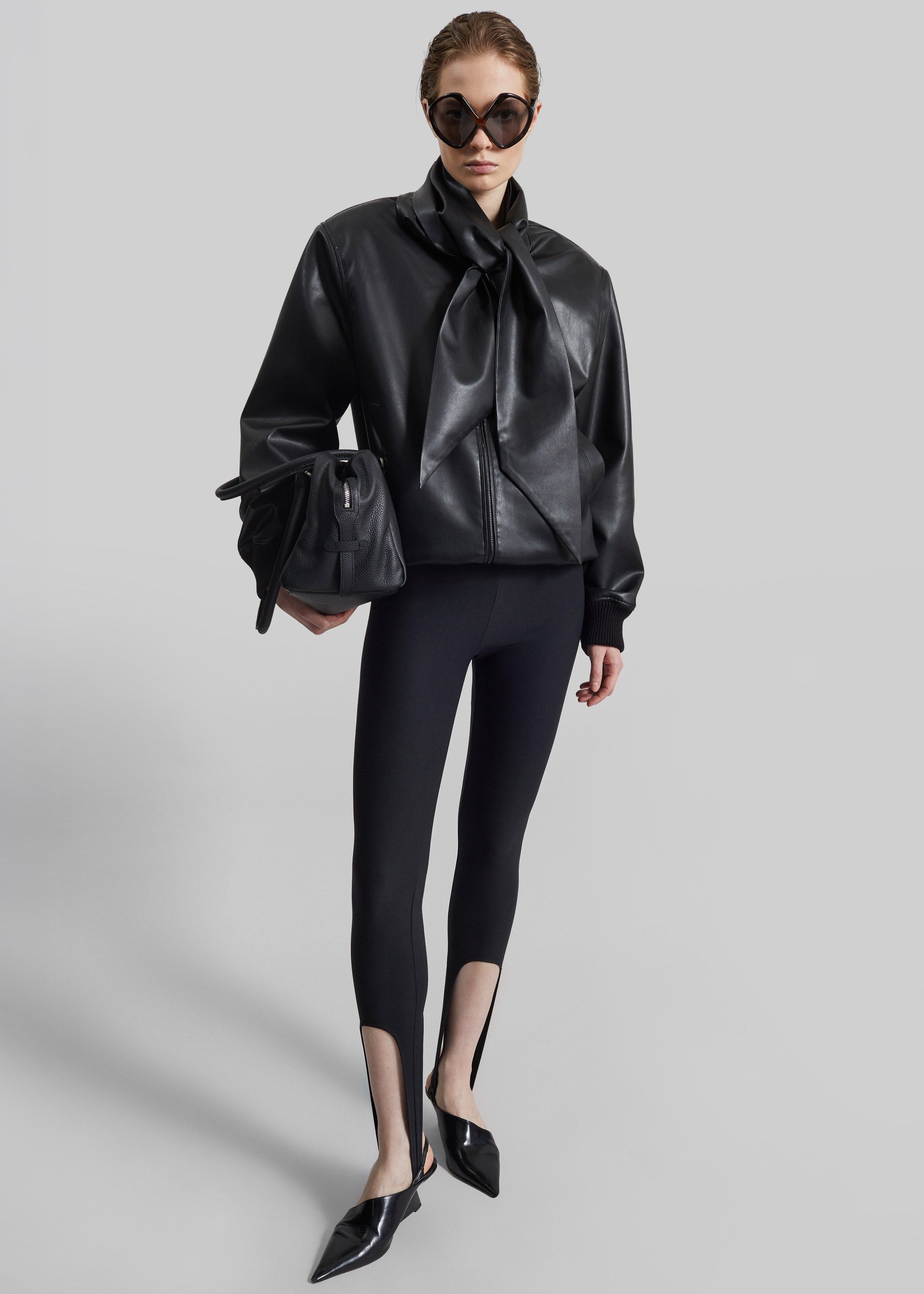 Shop the look image for Hirson Faux Leather Scarf Jacket - Black