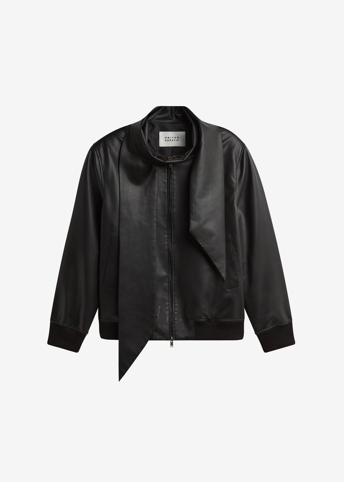 Hirson Faux Leather Scarf Jacket - Black - 8