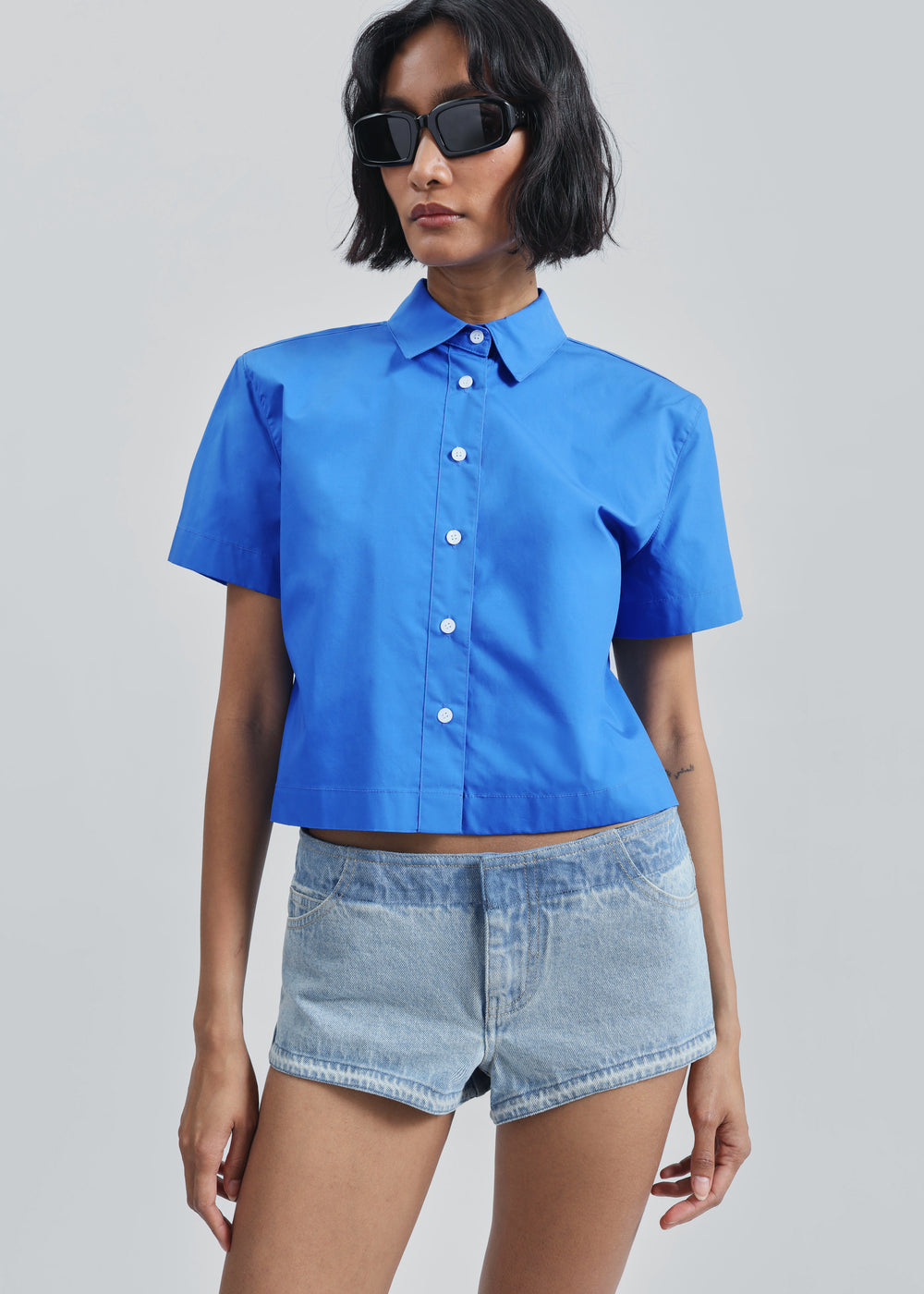 Hiva Cropped Shirt - Cobalt