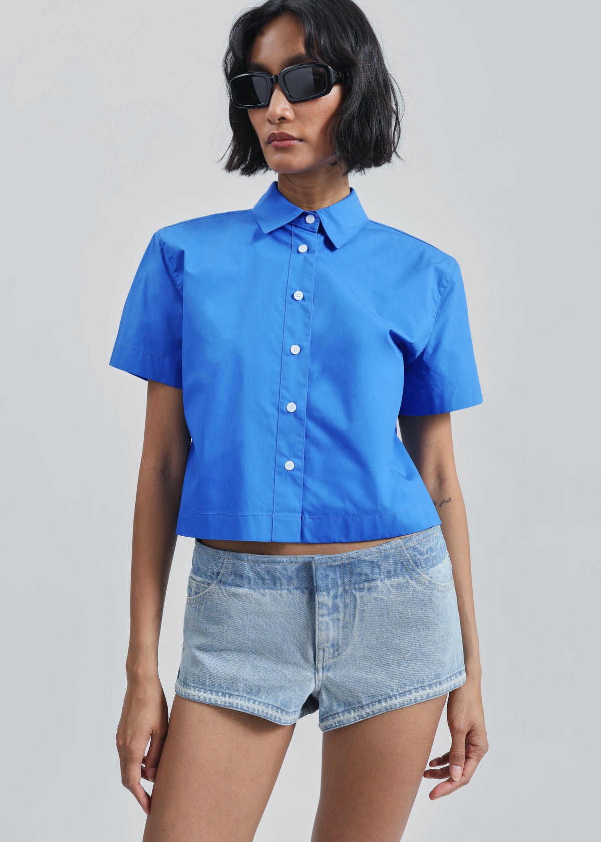 Hiva Cropped Shirt - Cobalt - 1