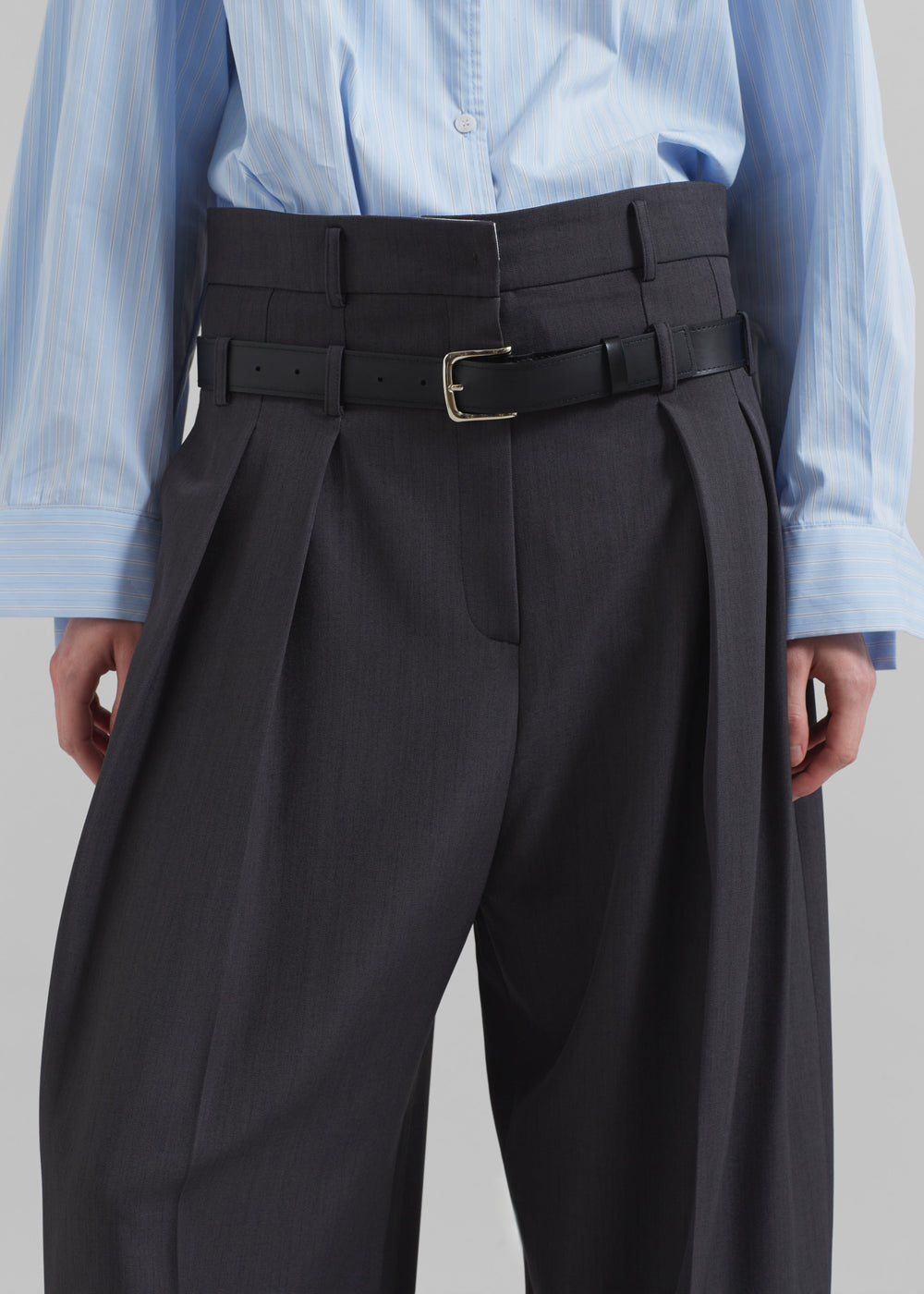 Hobart Double Belt Loop Trousers - Dark Grey - 1