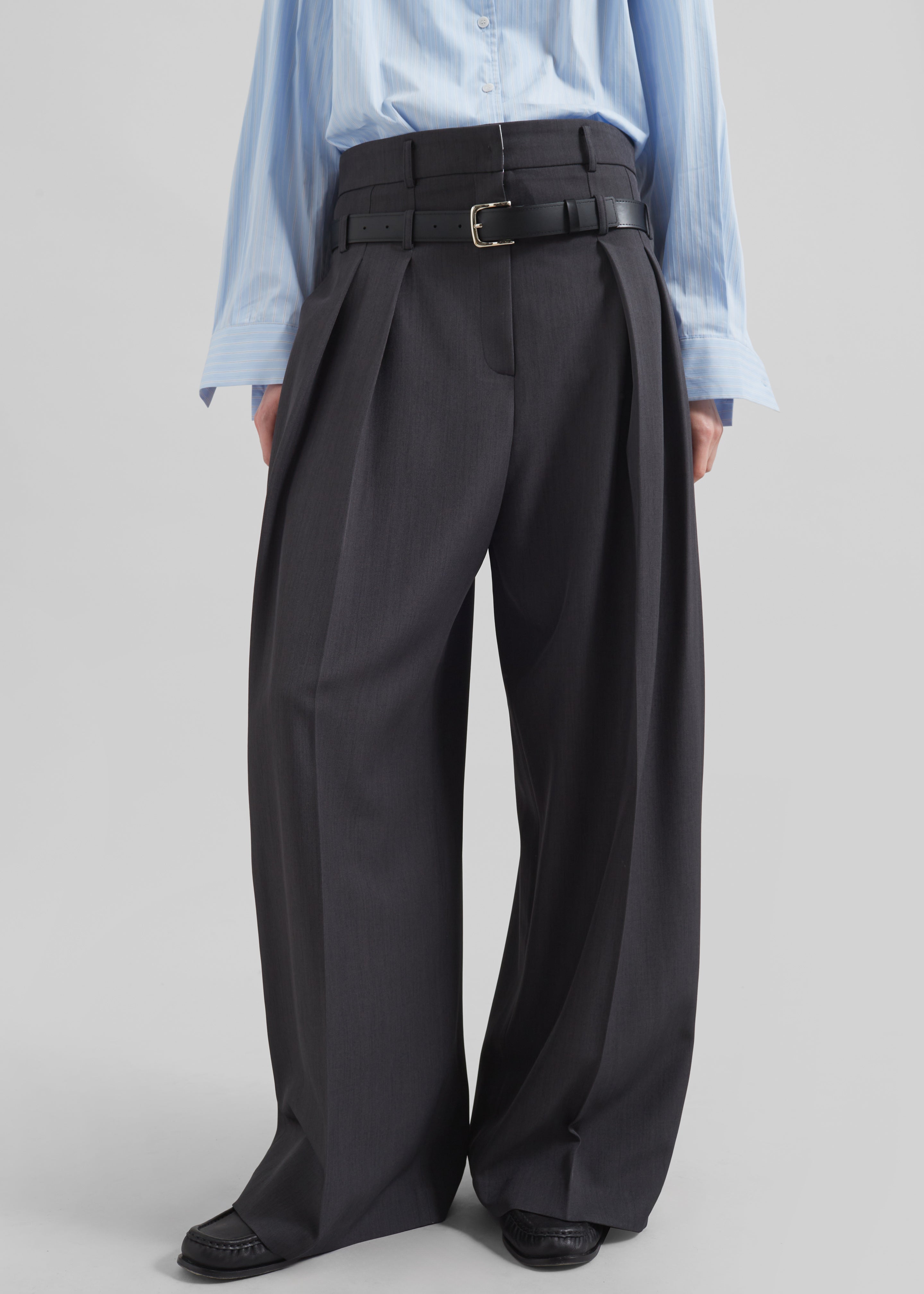 Hobart Double Belt Loop Trousers - Dark Grey - 6