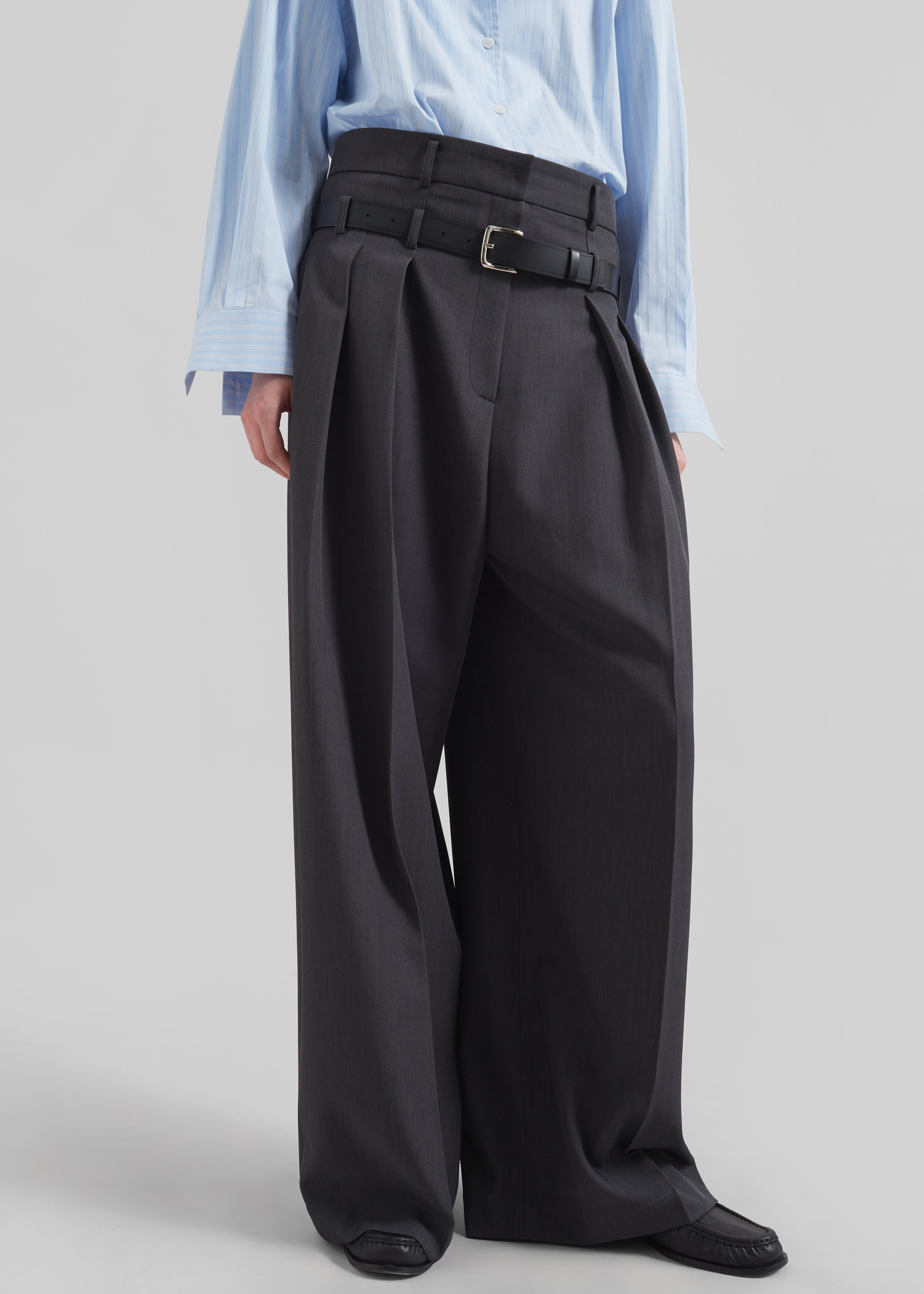 Hobart Double Belt Loop Trousers - Dark Grey - 5