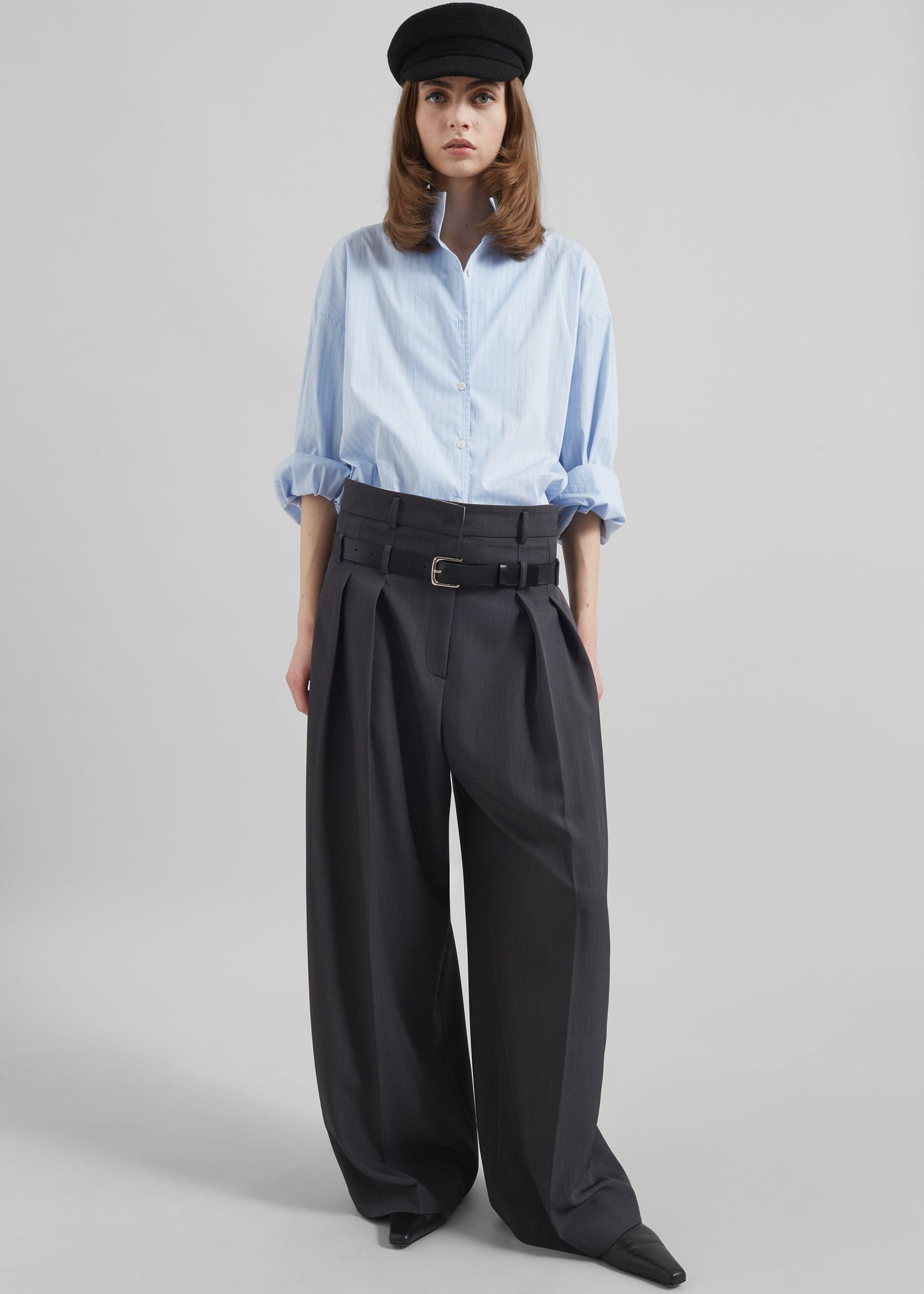 Hobart Double Belt Loop Trousers - Dark Grey