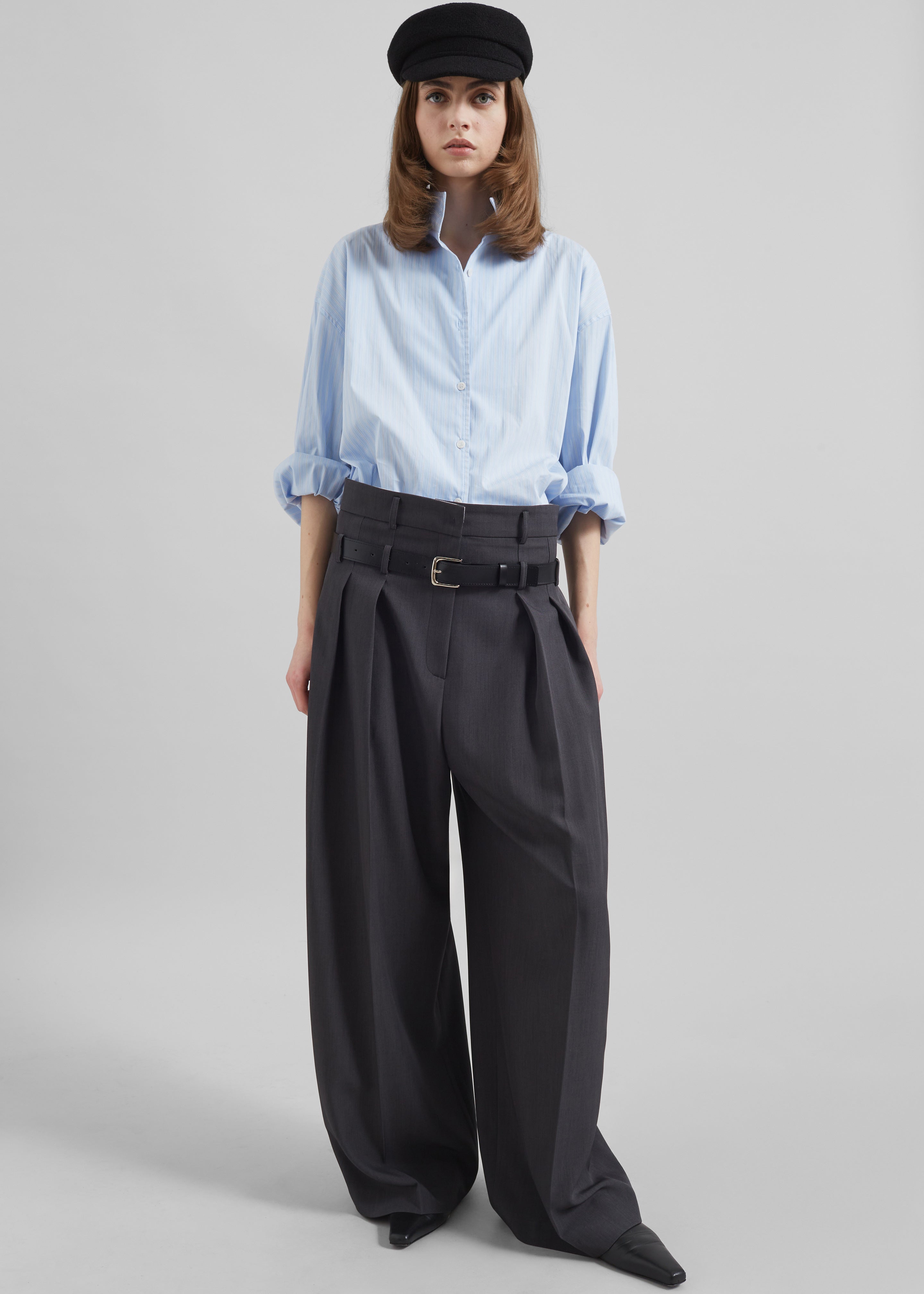 Hobart Double Belt Loop Trousers - Dark Grey - 1