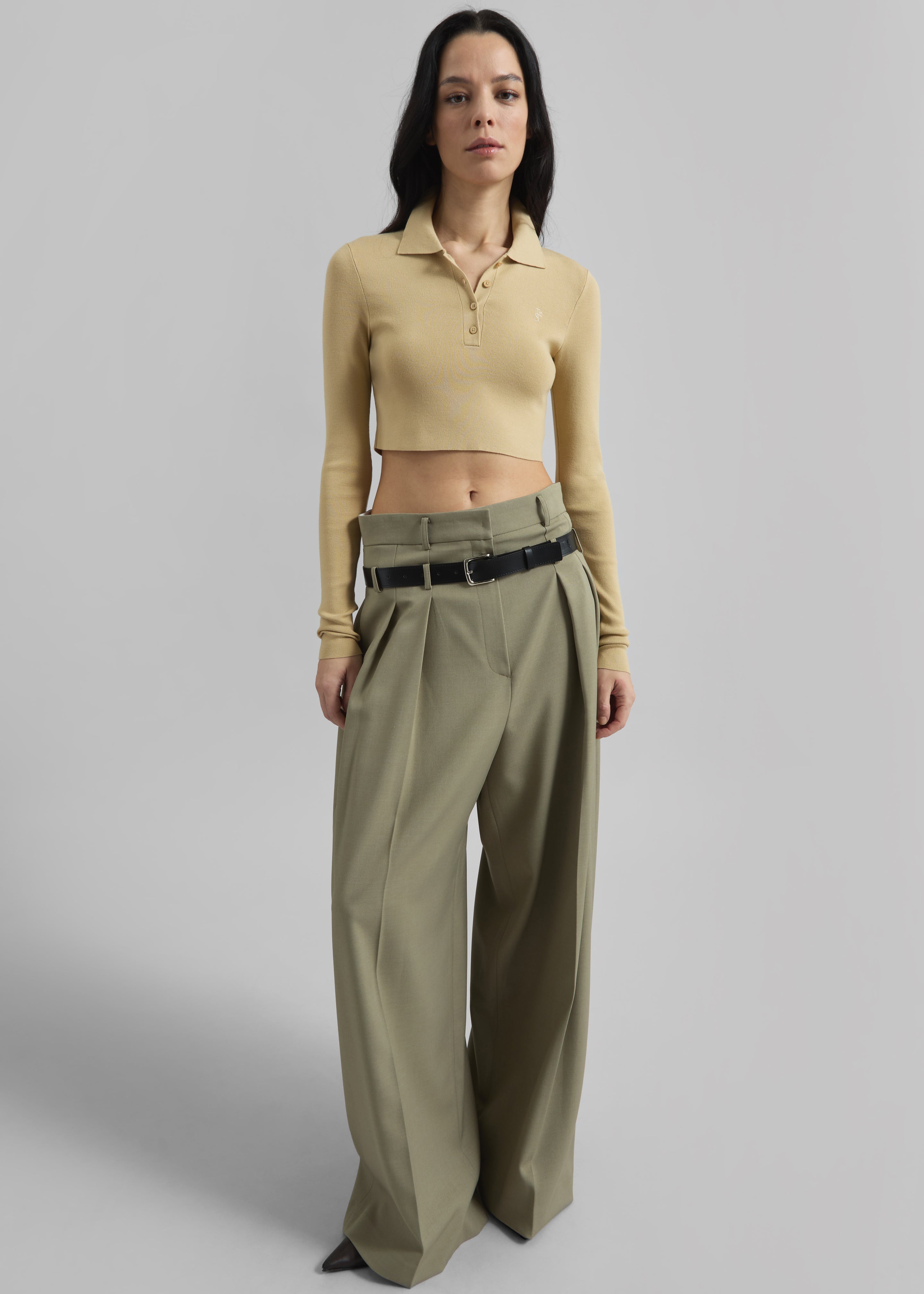 Hobart Double Belt Loop Trousers - Pale Olive - 9