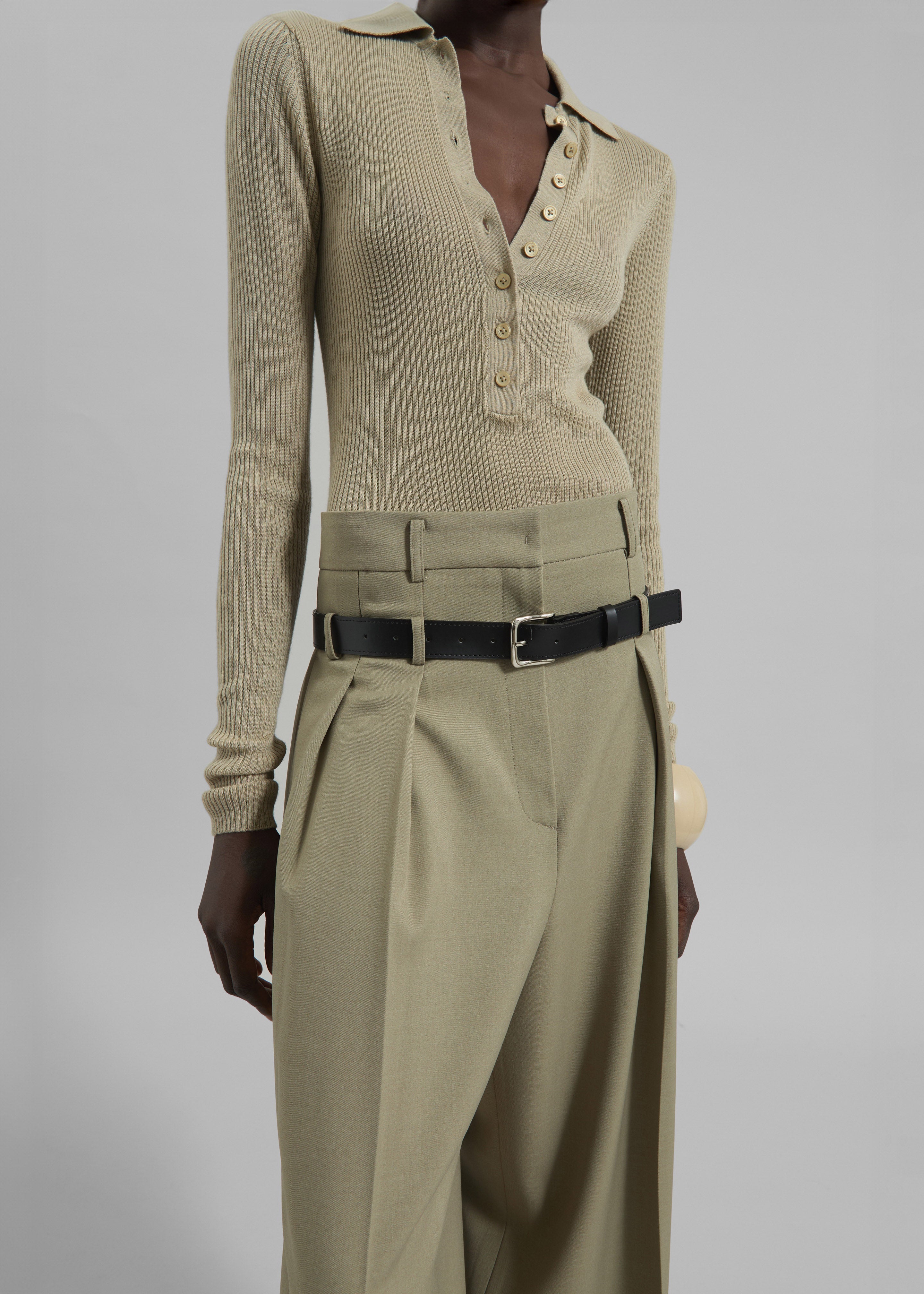 Hobart Double Belt Loop Trousers - Pale Olive - 4