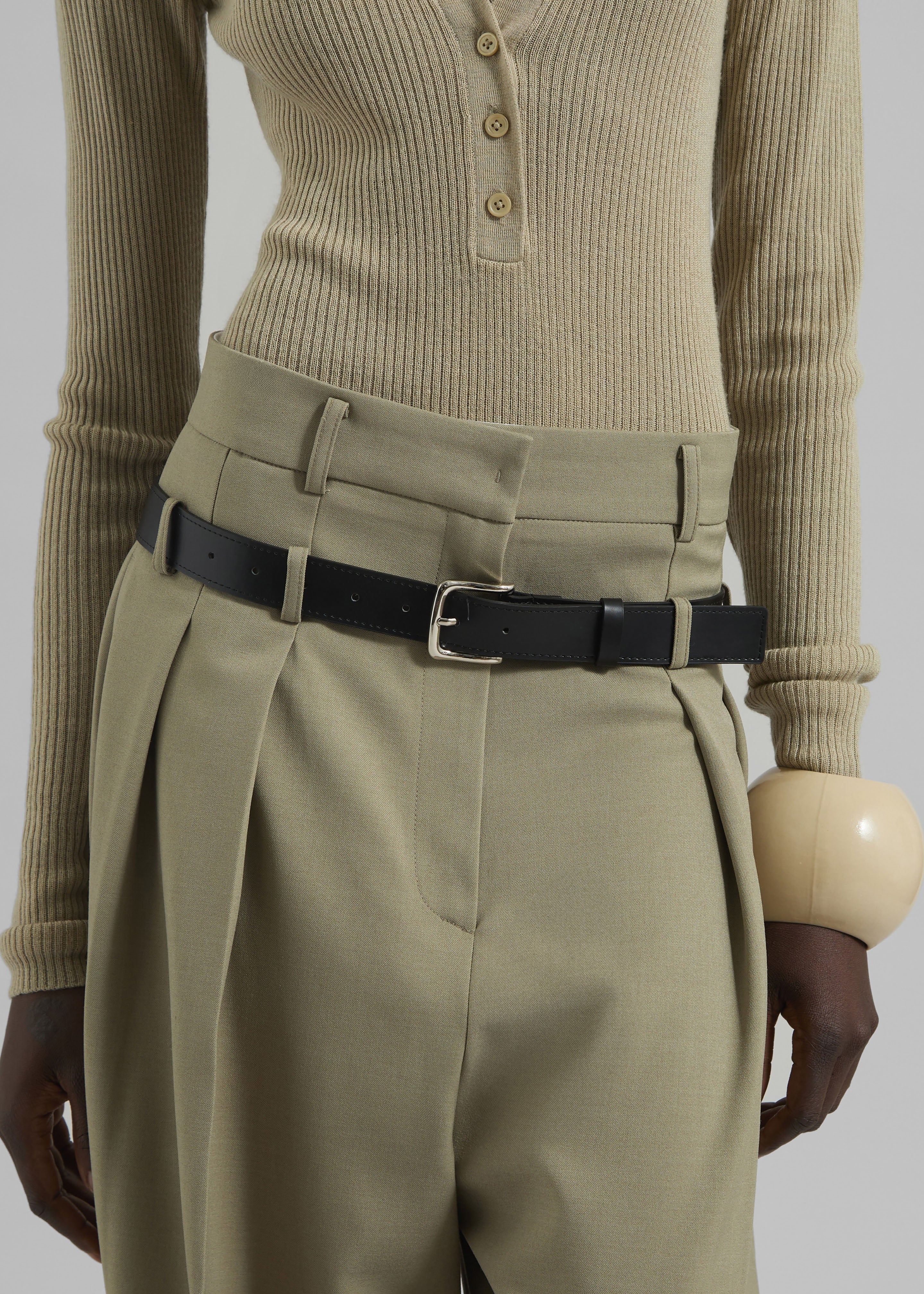 Hobart Double Belt Loop Trousers - Pale Olive - 5