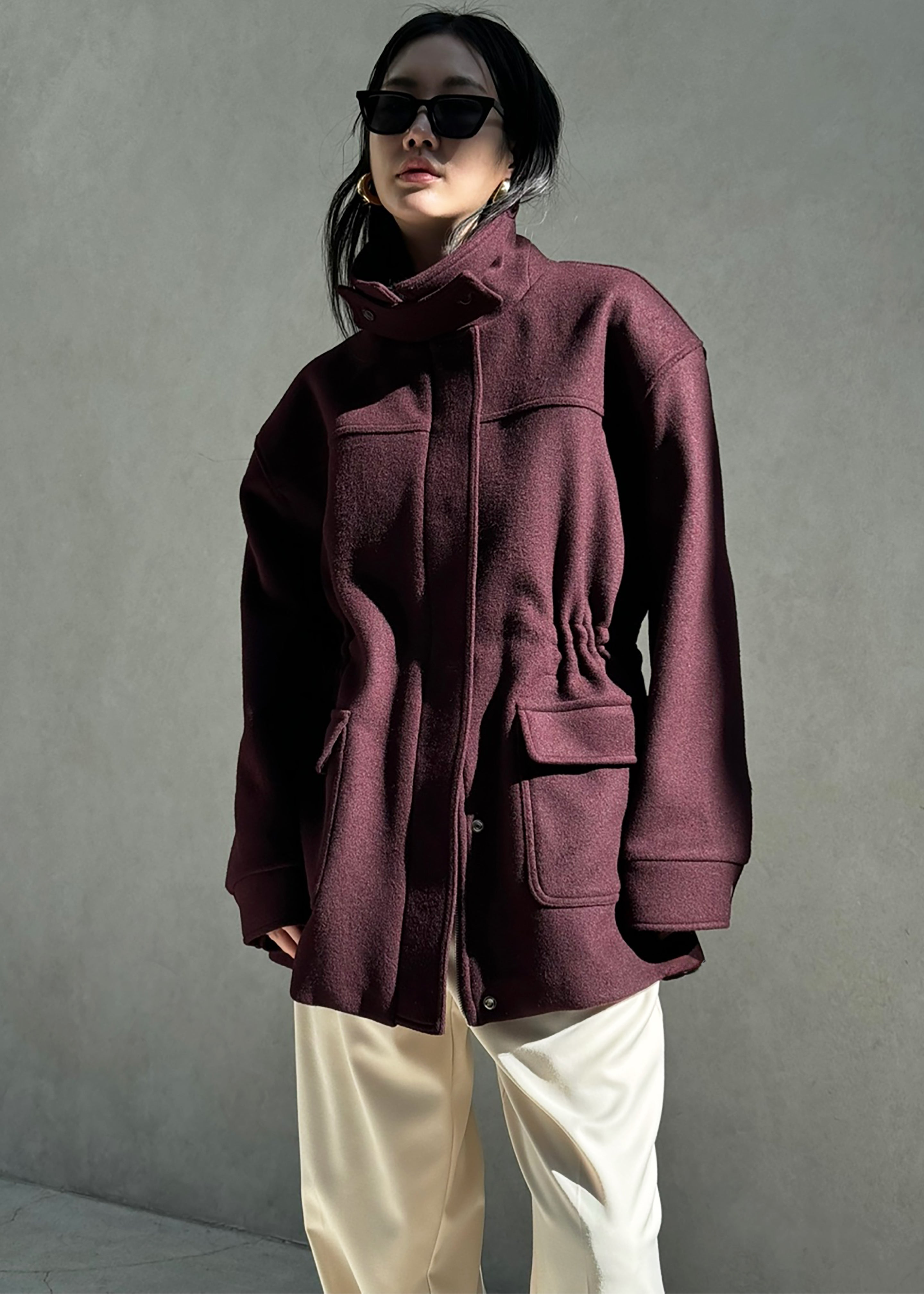 Holbeck Field Wool Jacket - Burgundy - 6