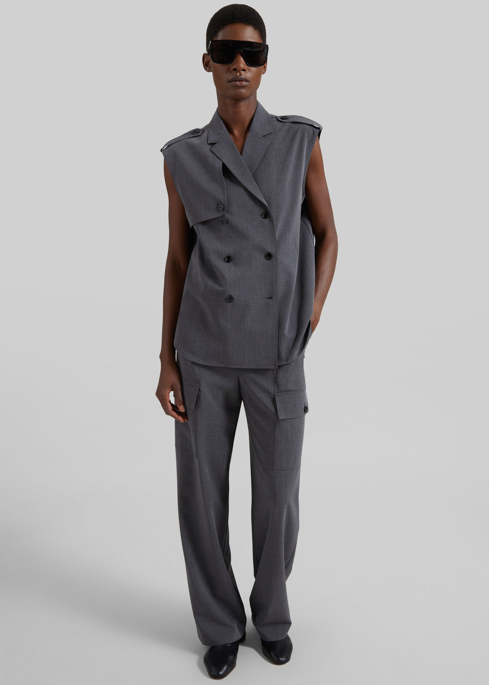 Holborn Double-Breasted Vest - Grey Melange - 1