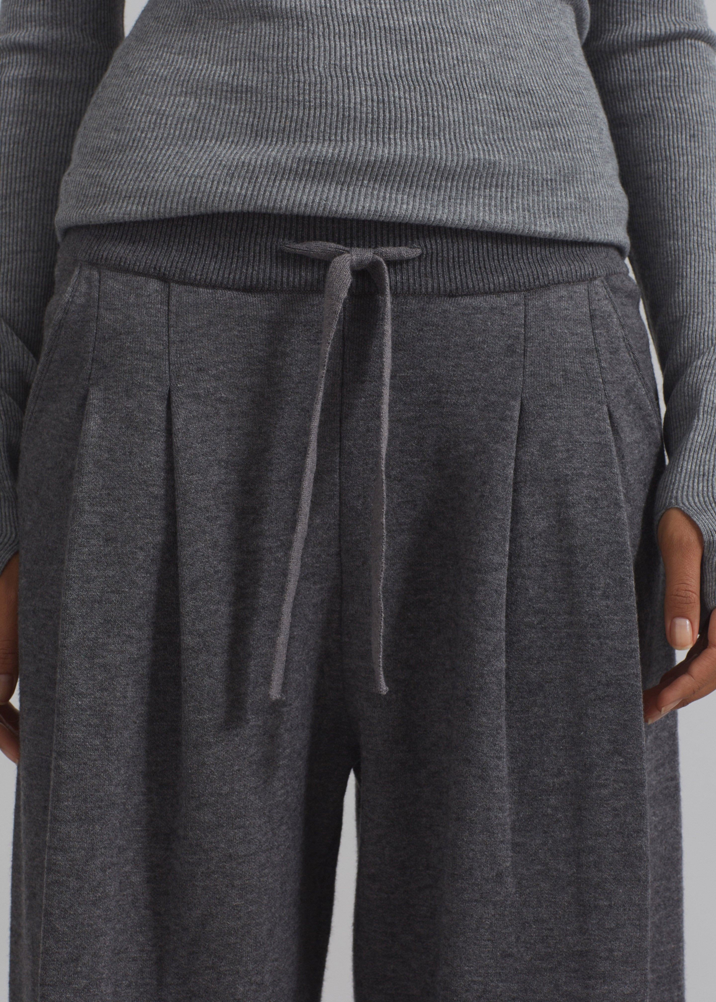 Holkham Pleated Knit Pants - Dark Grey - 3