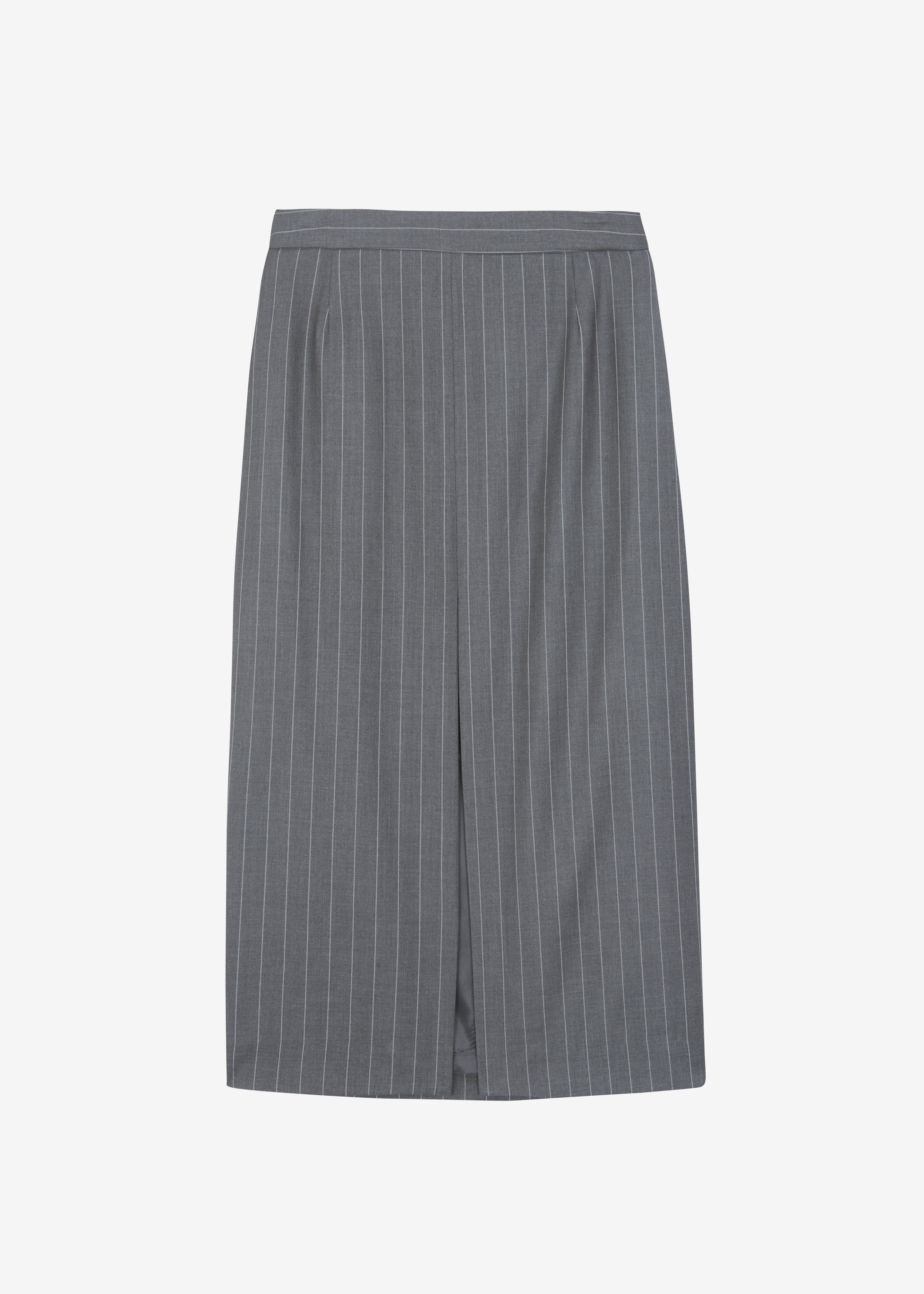 Holland Midi Slit Skirt - Charcoal/White Pinstripe - 6