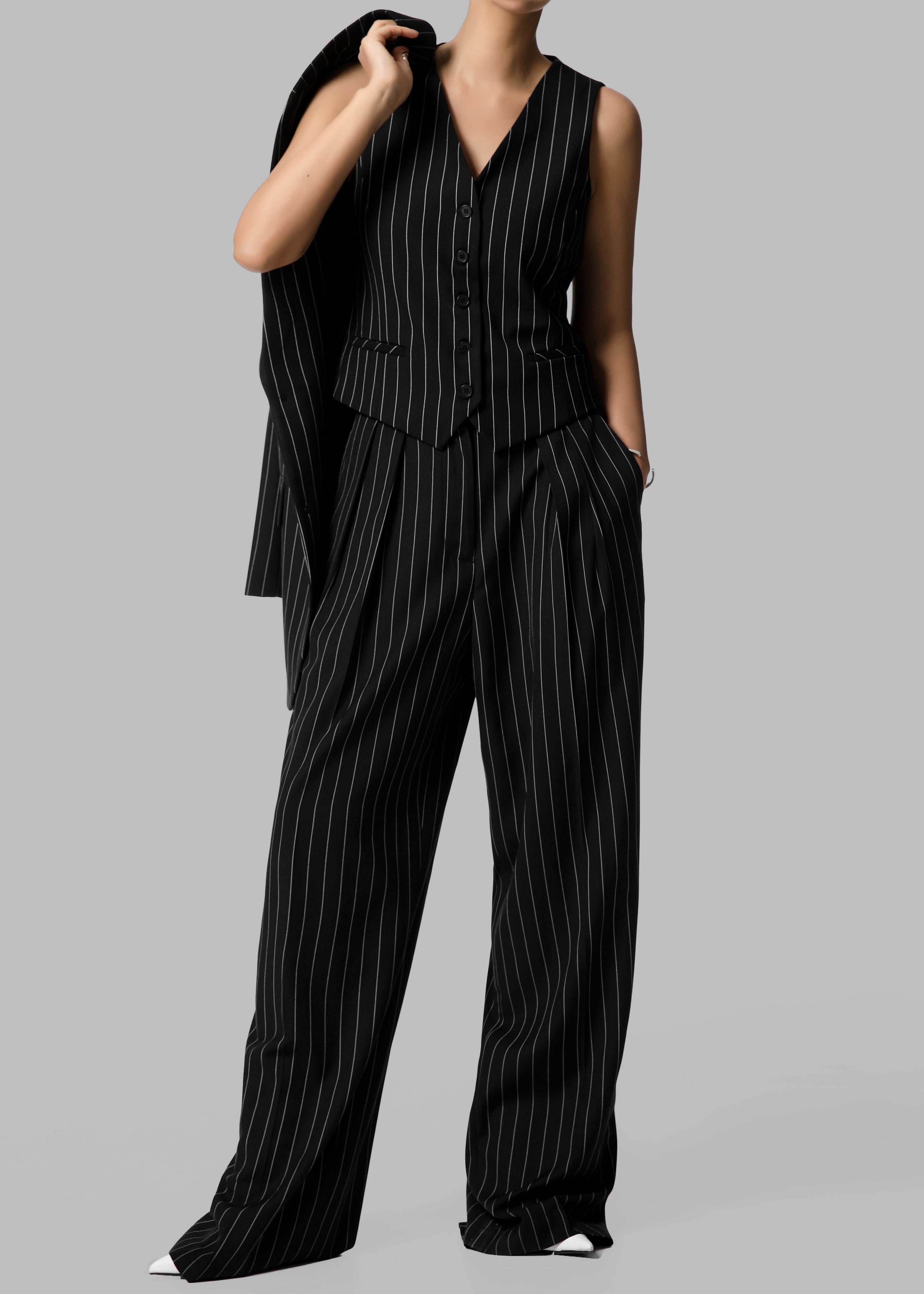 Holland Suit Vest - Black/White Pinstripe - 5