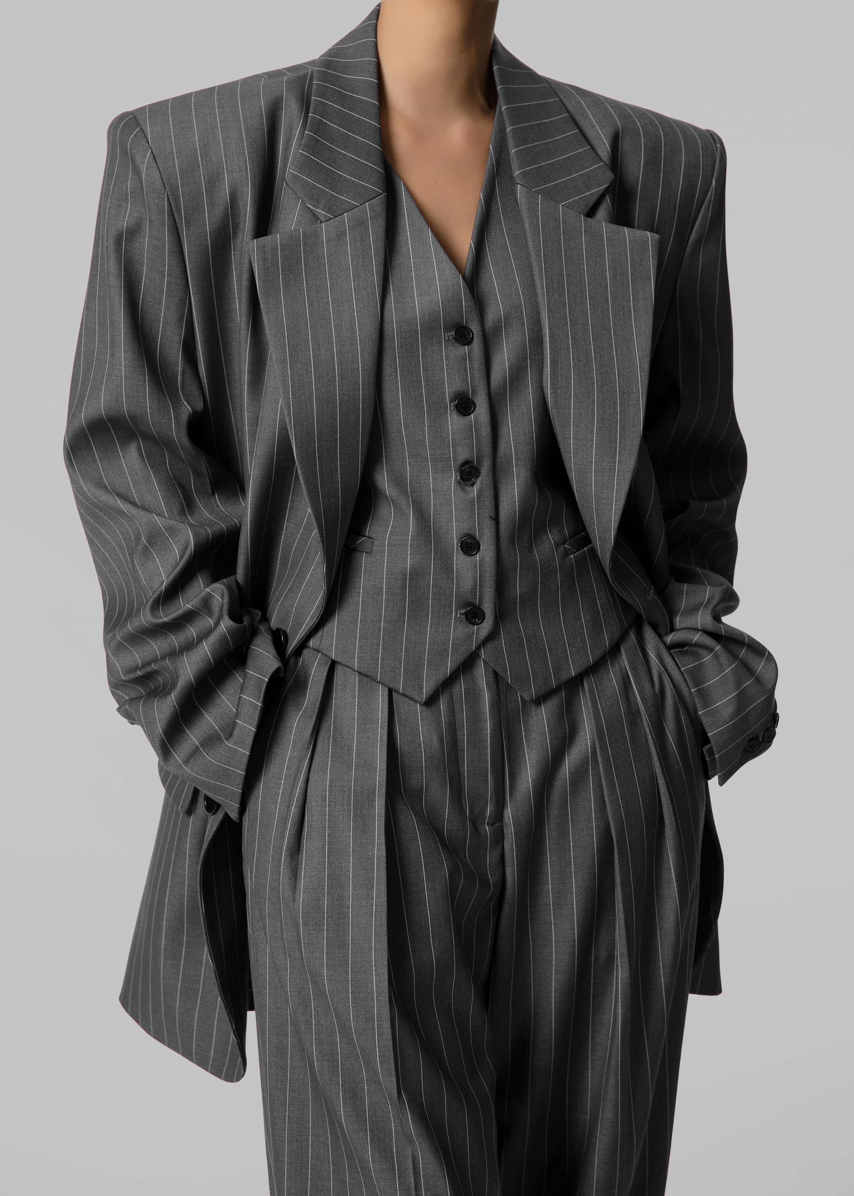 Holland Suit Vest - Charcoal/White Pinstripe - 11