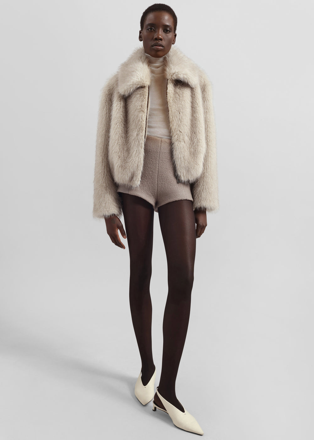 Hope Faux Fur Jacket - Beige - 1