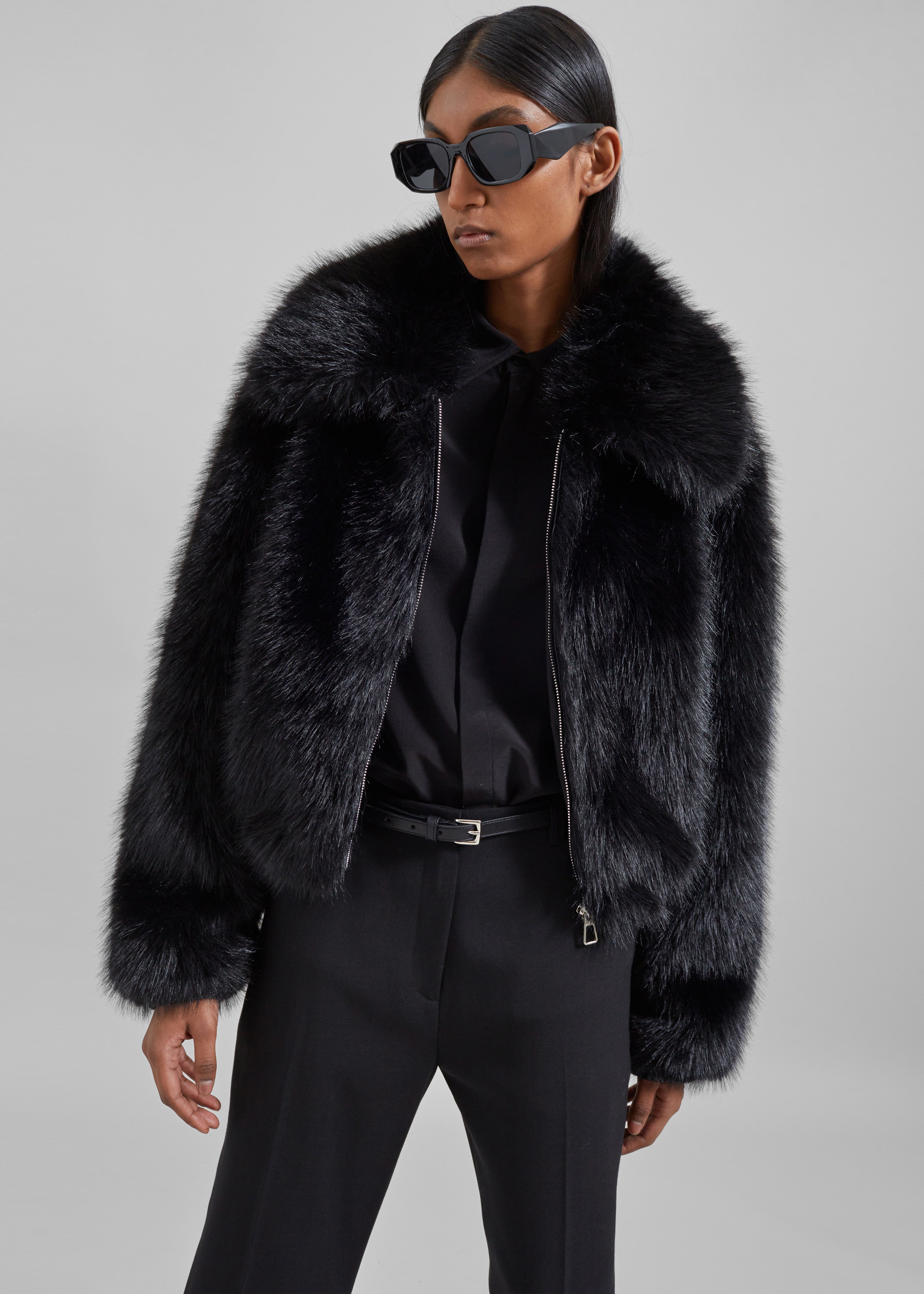 Hope Faux Fur Jacket - Black - 3