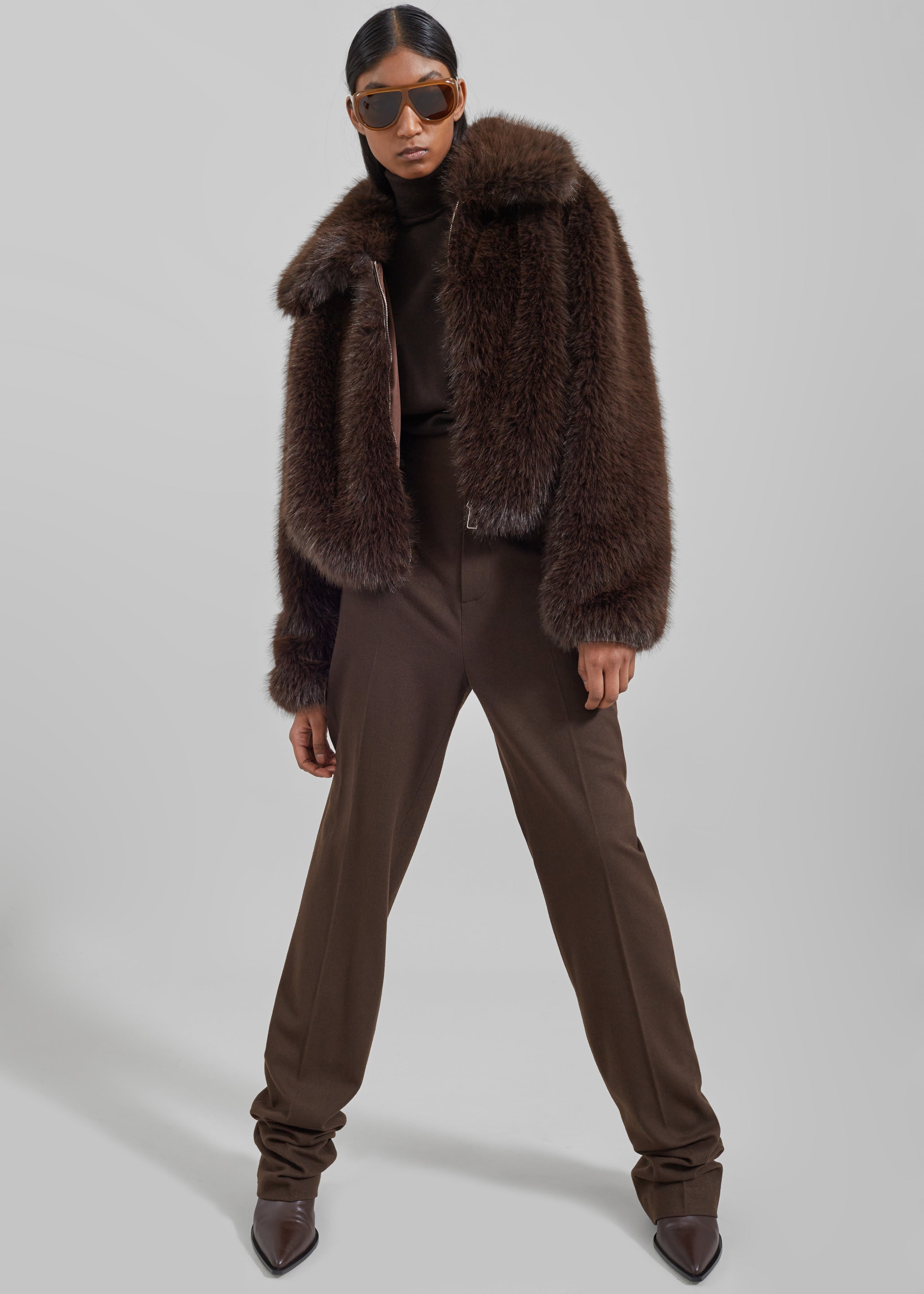 Hope Faux Fur Jacket - Brown - 1