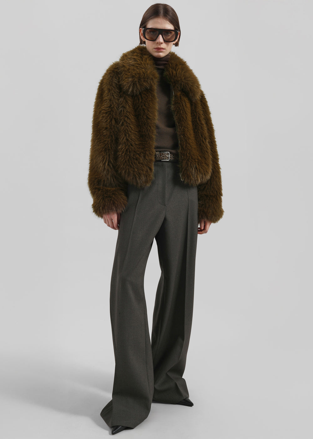 Hope Faux Fur Jacket - Moss Green - 1