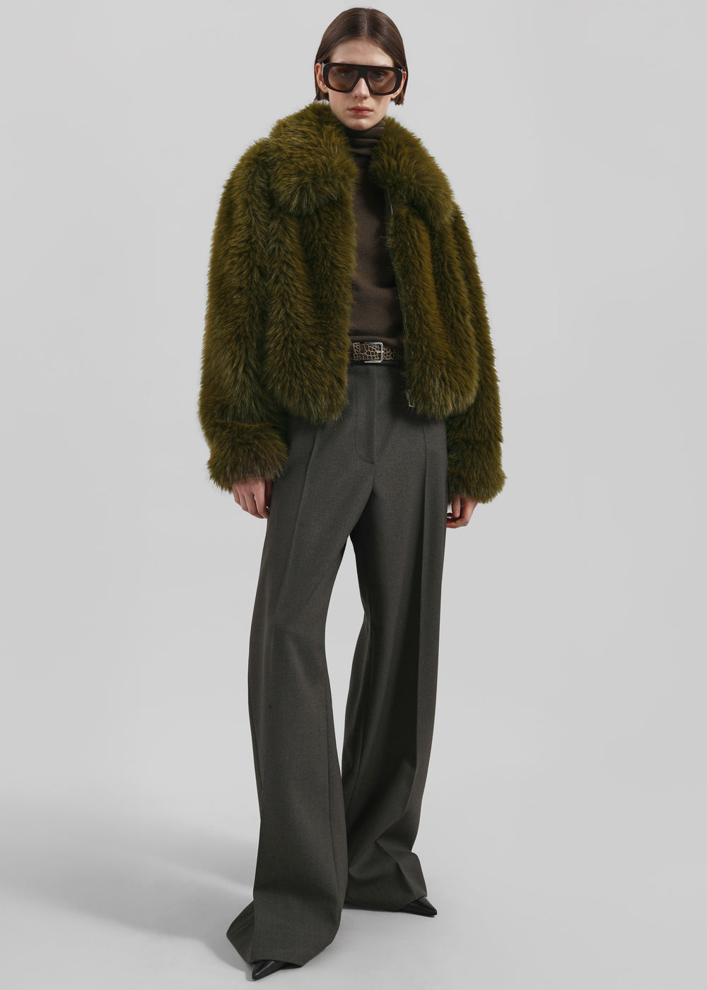 Hope Faux Fur Jacket - Moss Green - 1