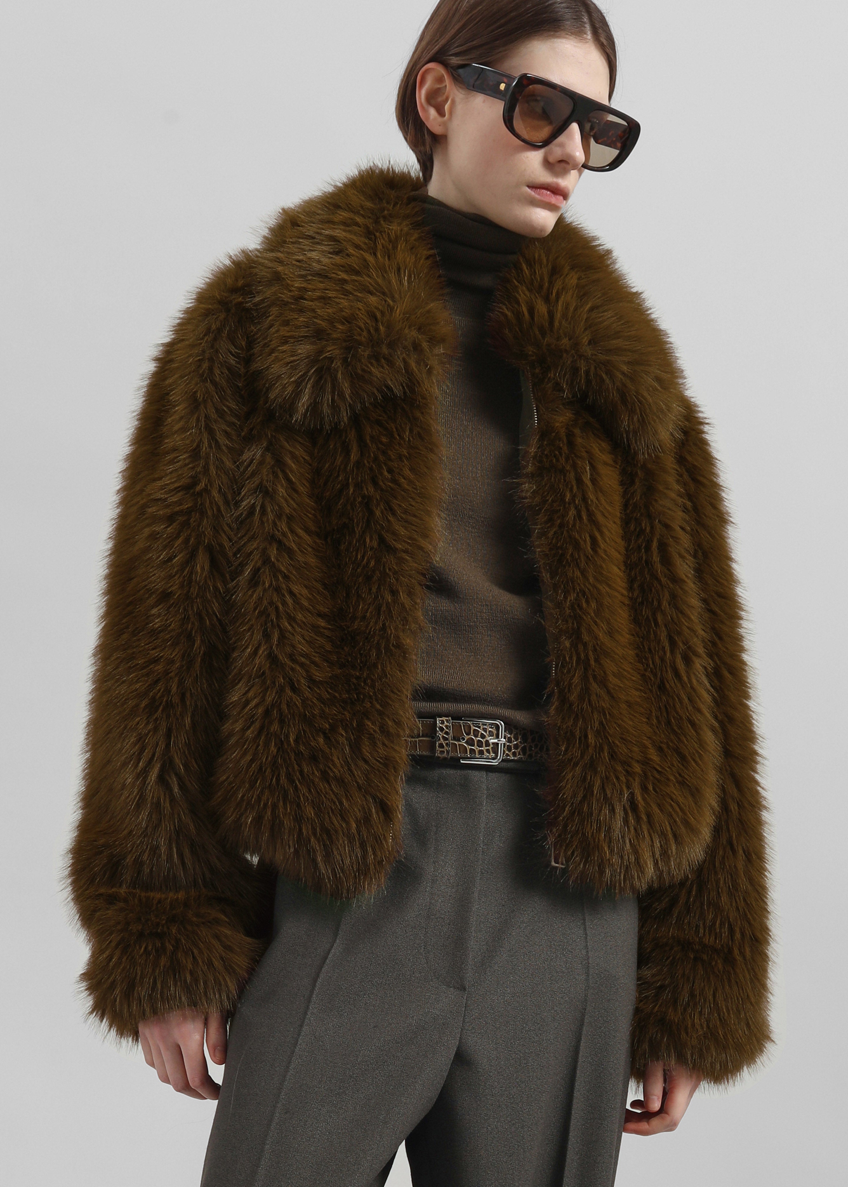 Hope Faux Fur Jacket - Moss Green – The Frankie Shop Europe