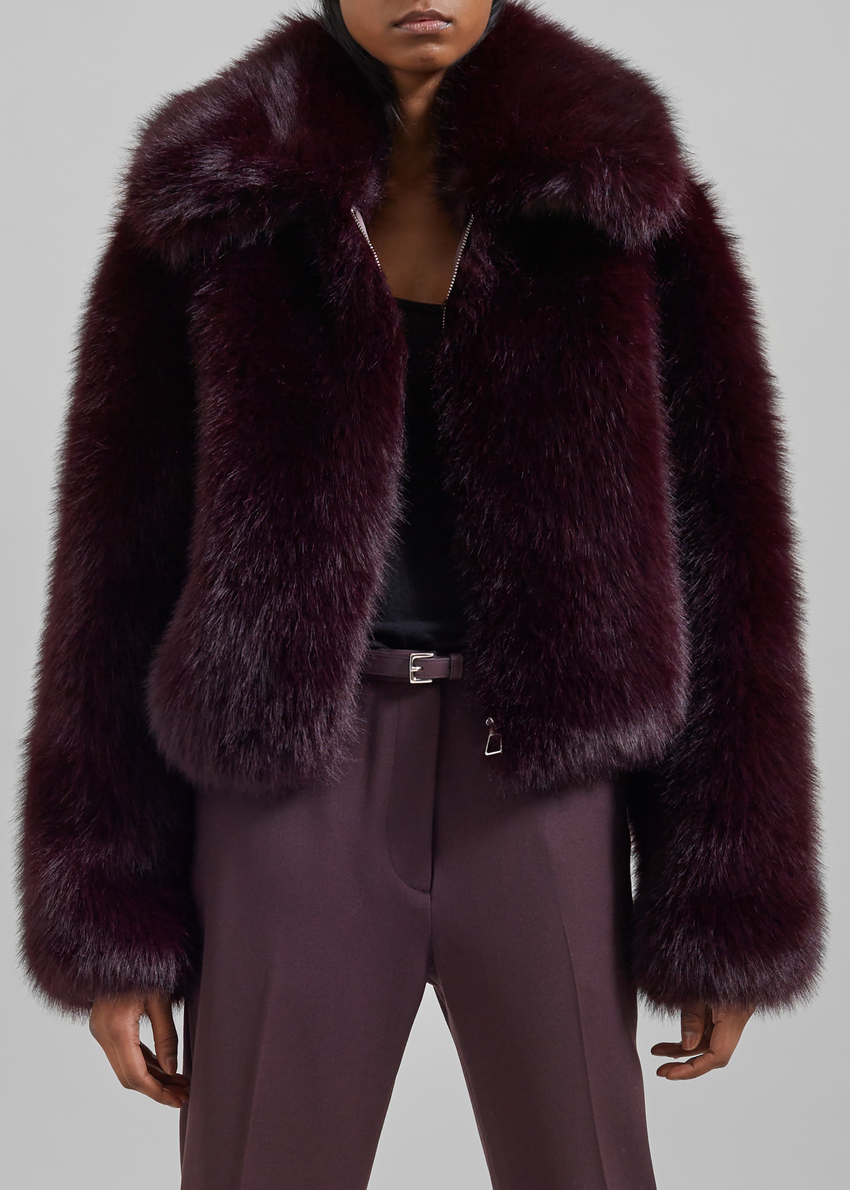 Hope Faux Fur Jacket - Plum - 3