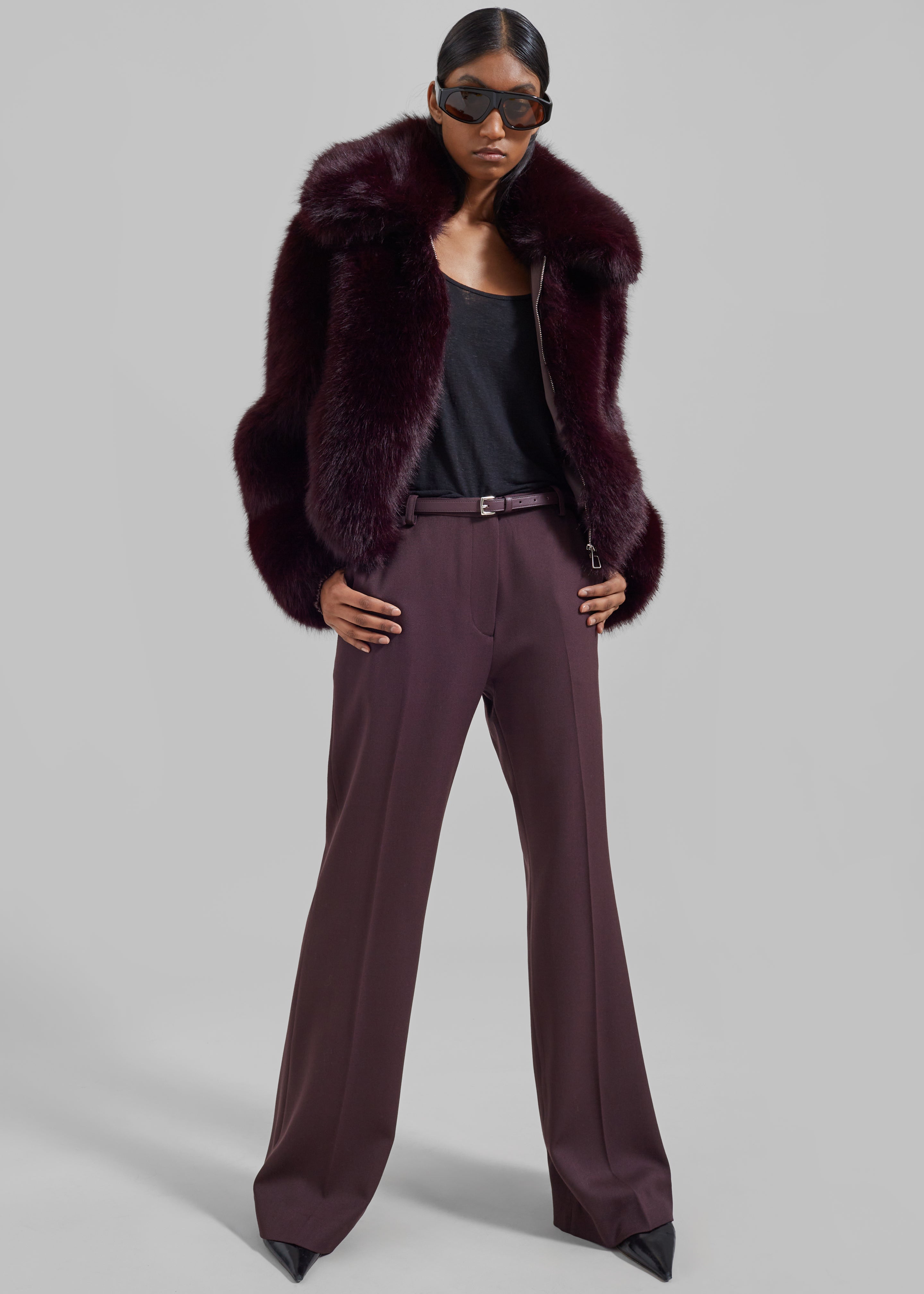 Hope Faux Fur Jacket - Plum - 4