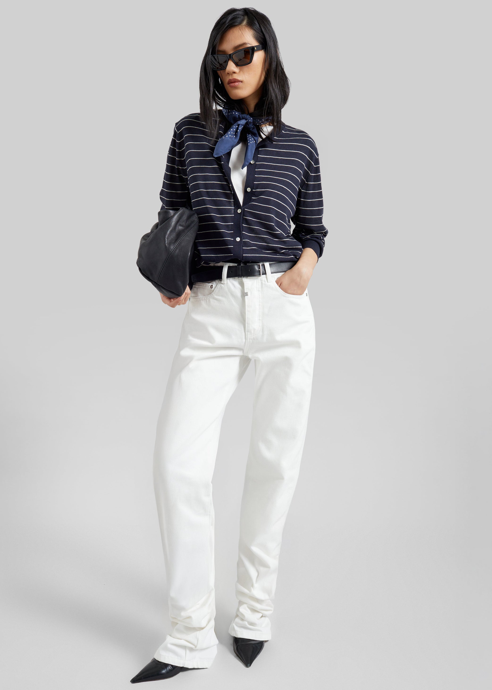 Shop the look image for Hossegor Fine Knit Cardigan - Navy/White Stripe