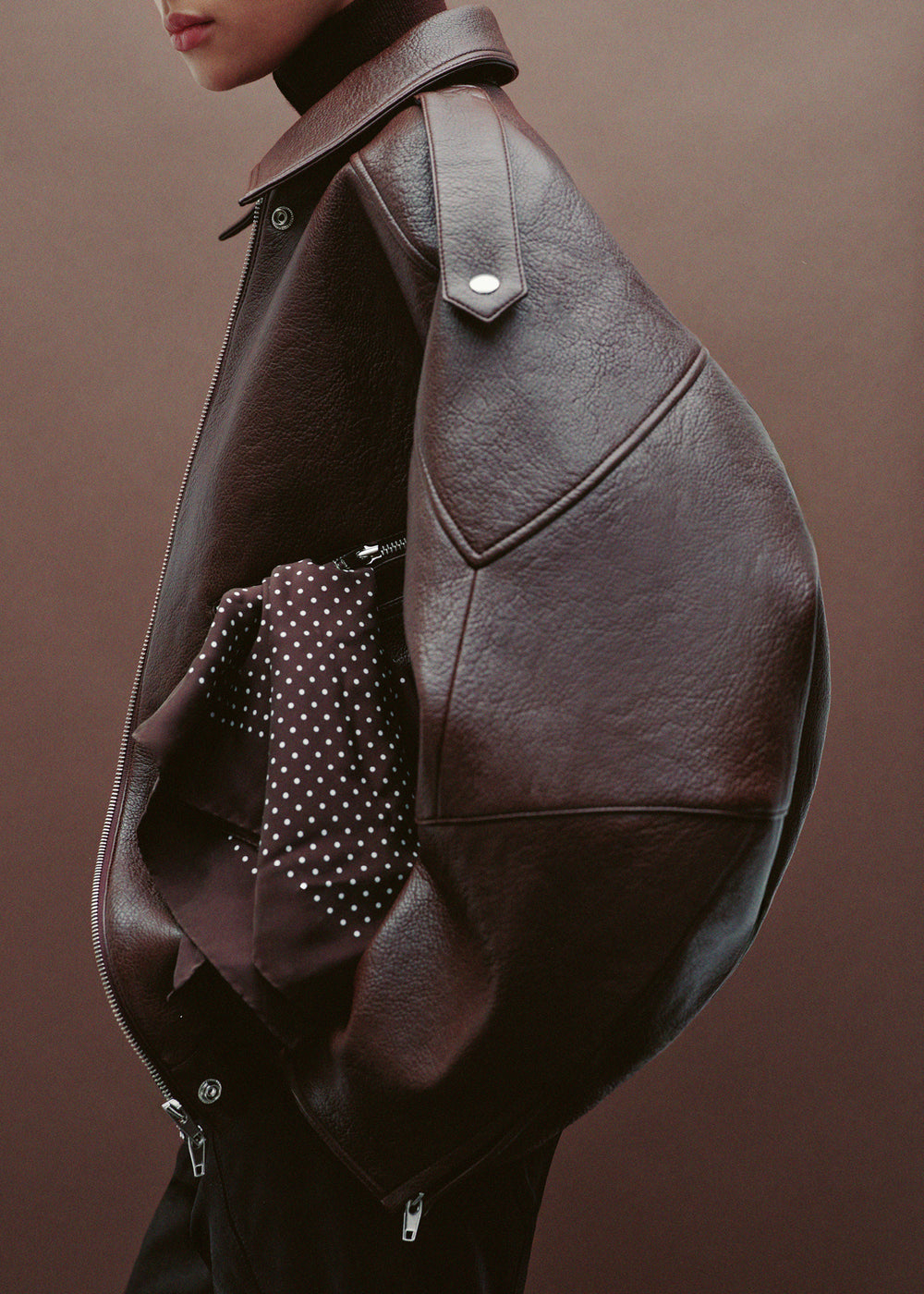 Hudson Faux Leather Bomber Jacket - Brown