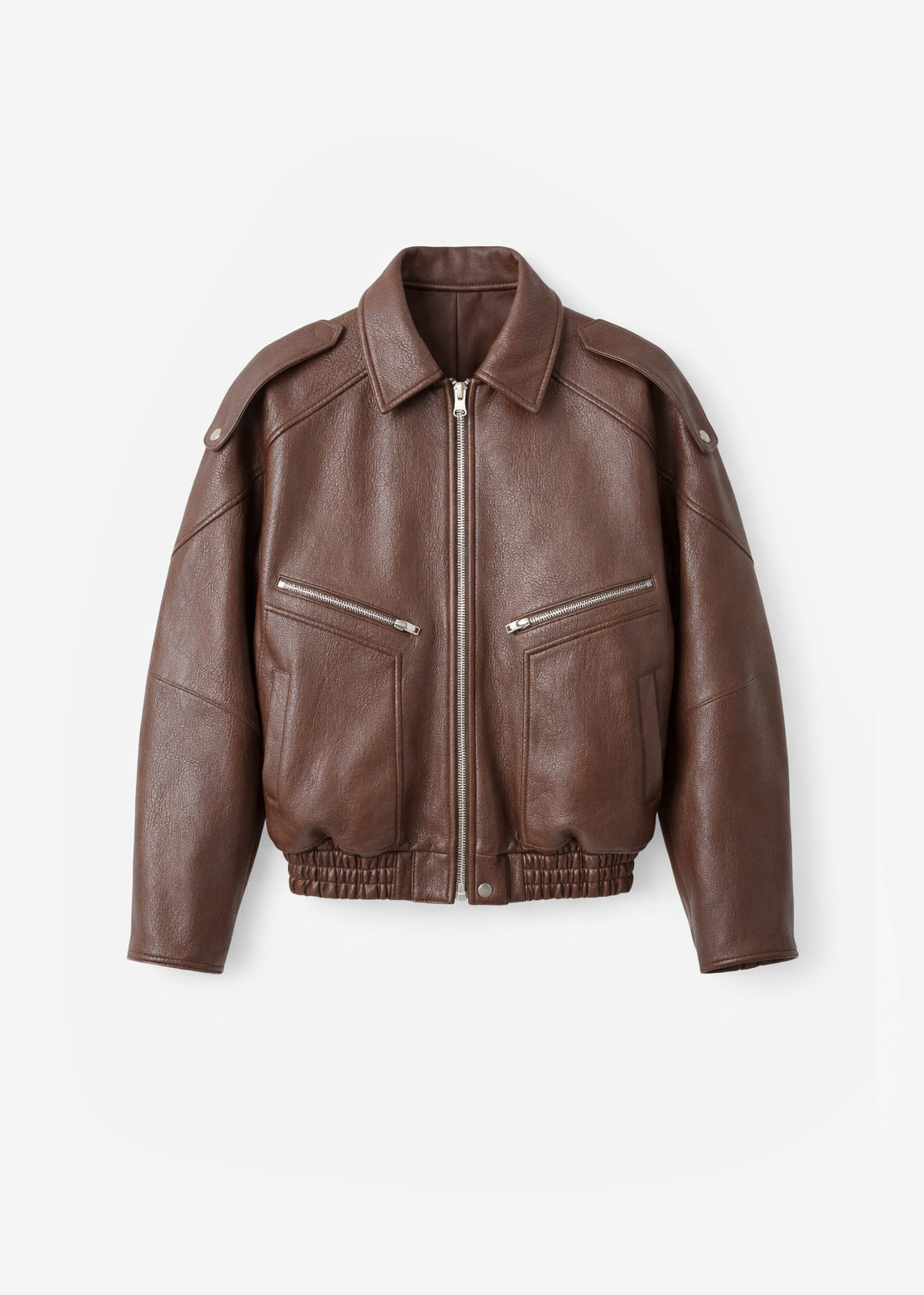 Hudson Faux Leather Bomber Jacket - Brown - 7