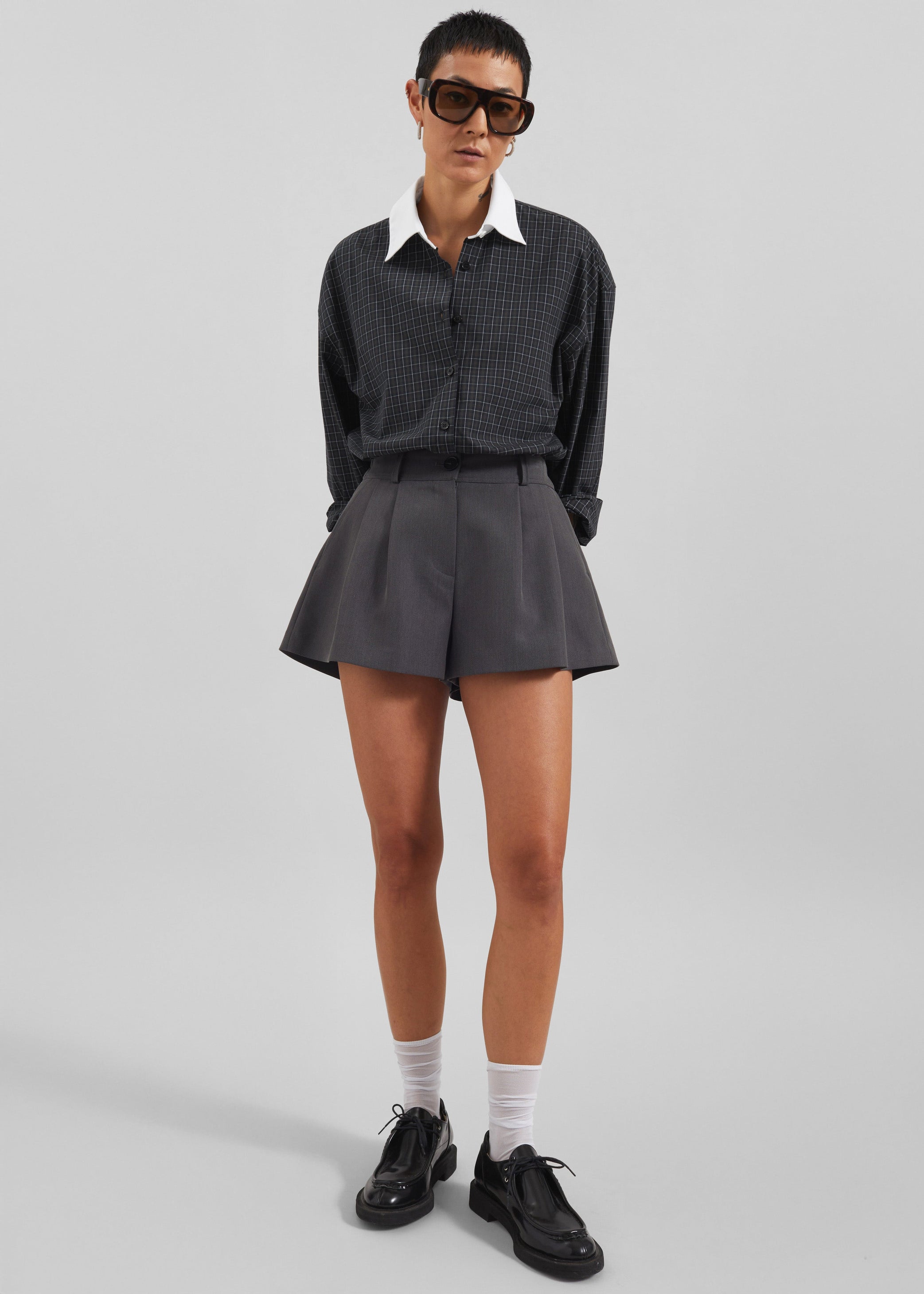 Shop the look image for Hylan Checked Shirt - Dark Grey