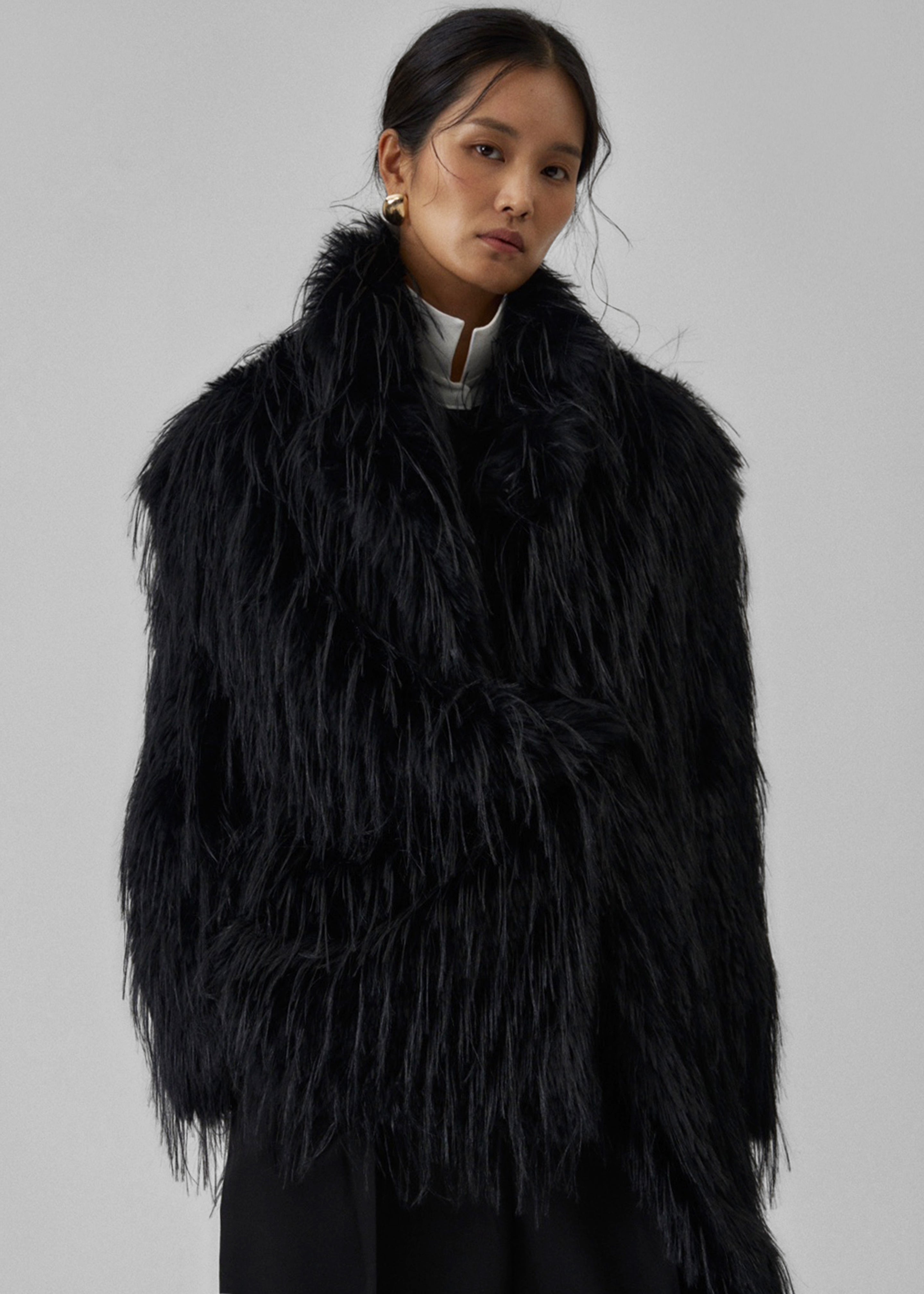 Hythe Faux Fur Coat - Black - 6