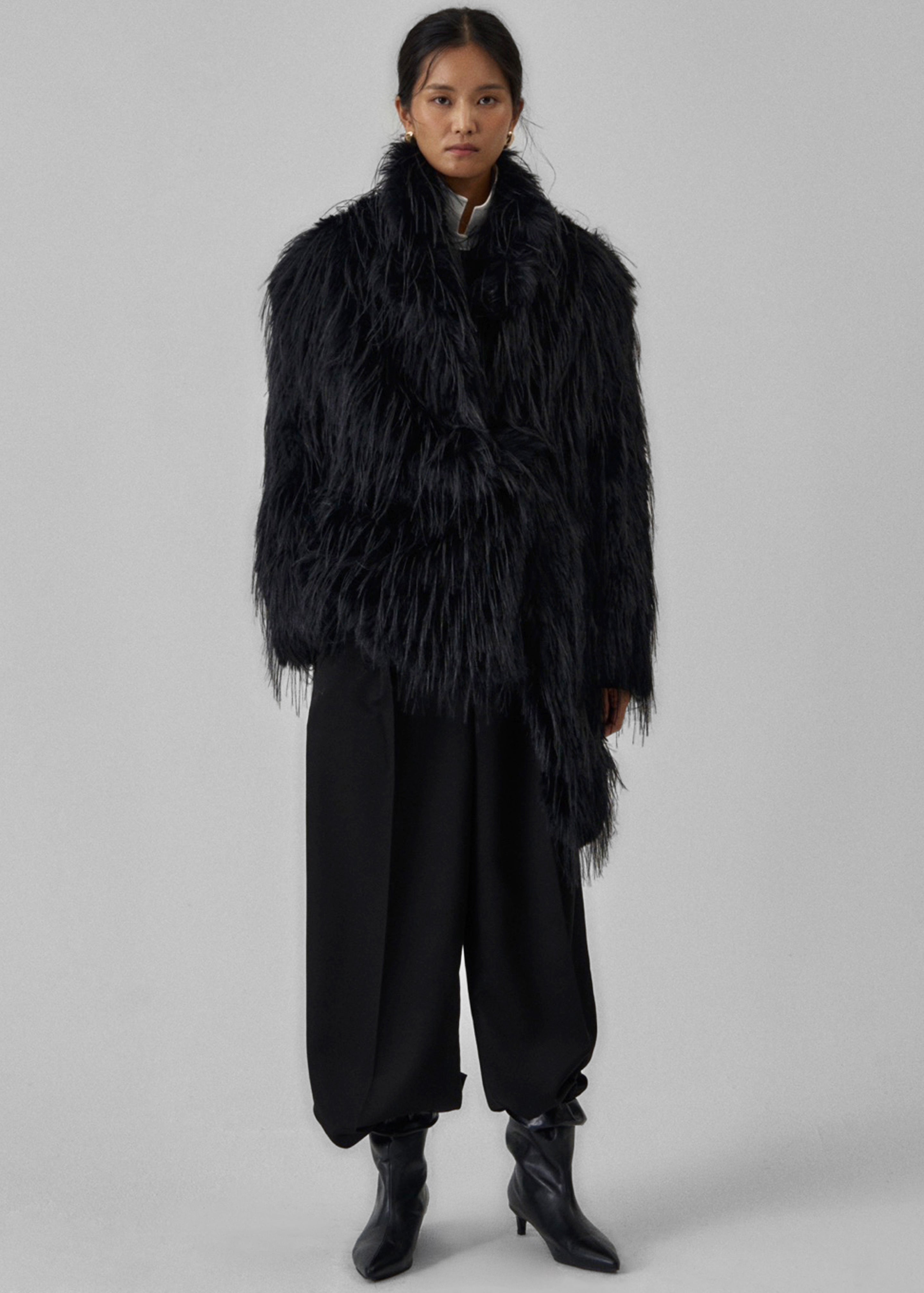 Hythe Faux Fur Coat - Black - 4