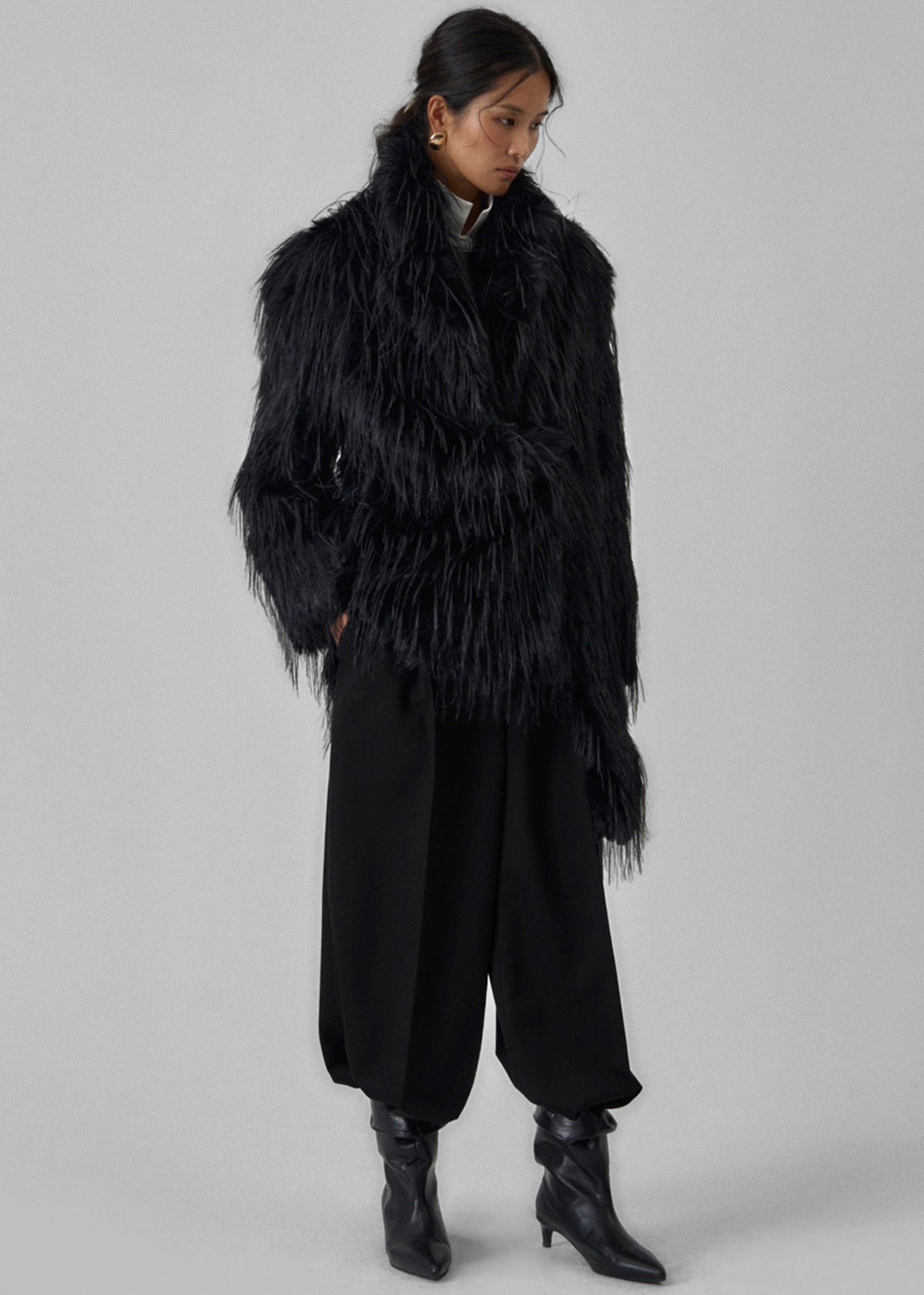Hythe Faux Fur Coat - Black - 1