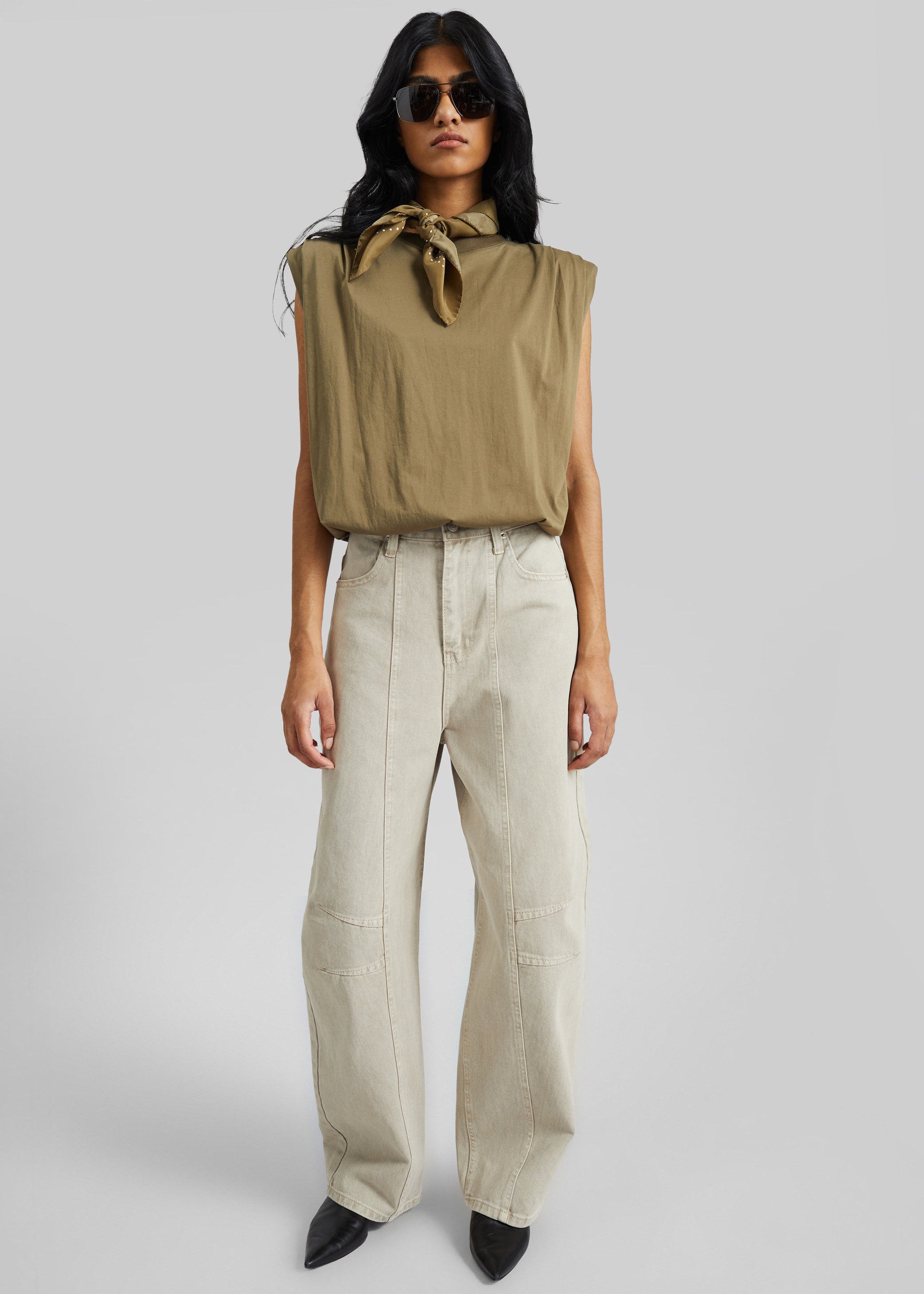 Shop the look image for Idre Barrel Leg Jeans - Beige