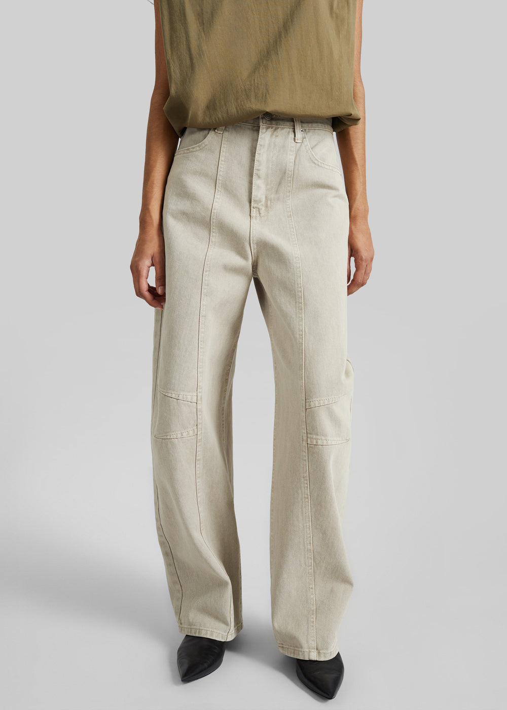 Idre Barrel Leg Jeans - Beige - 1